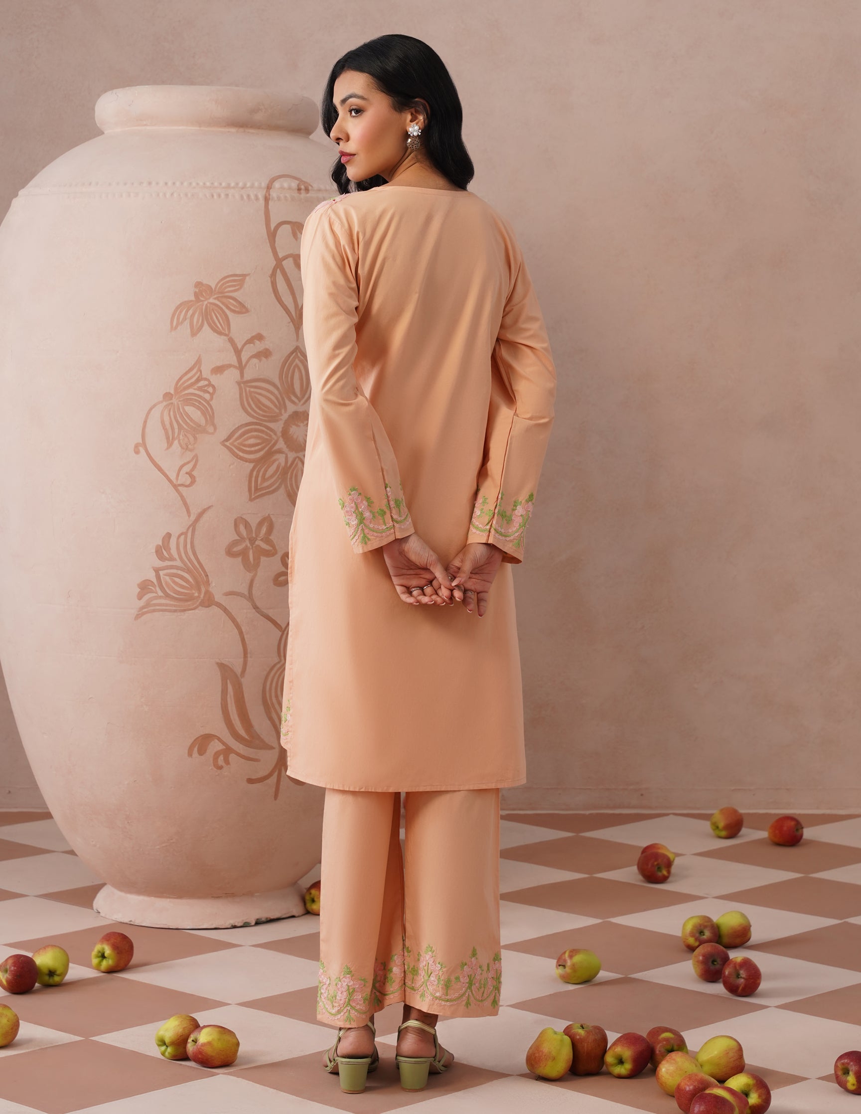Light Peach Poplin Coordset – Everyday Ethnic Wear | Work & Casual - Kashmir Box