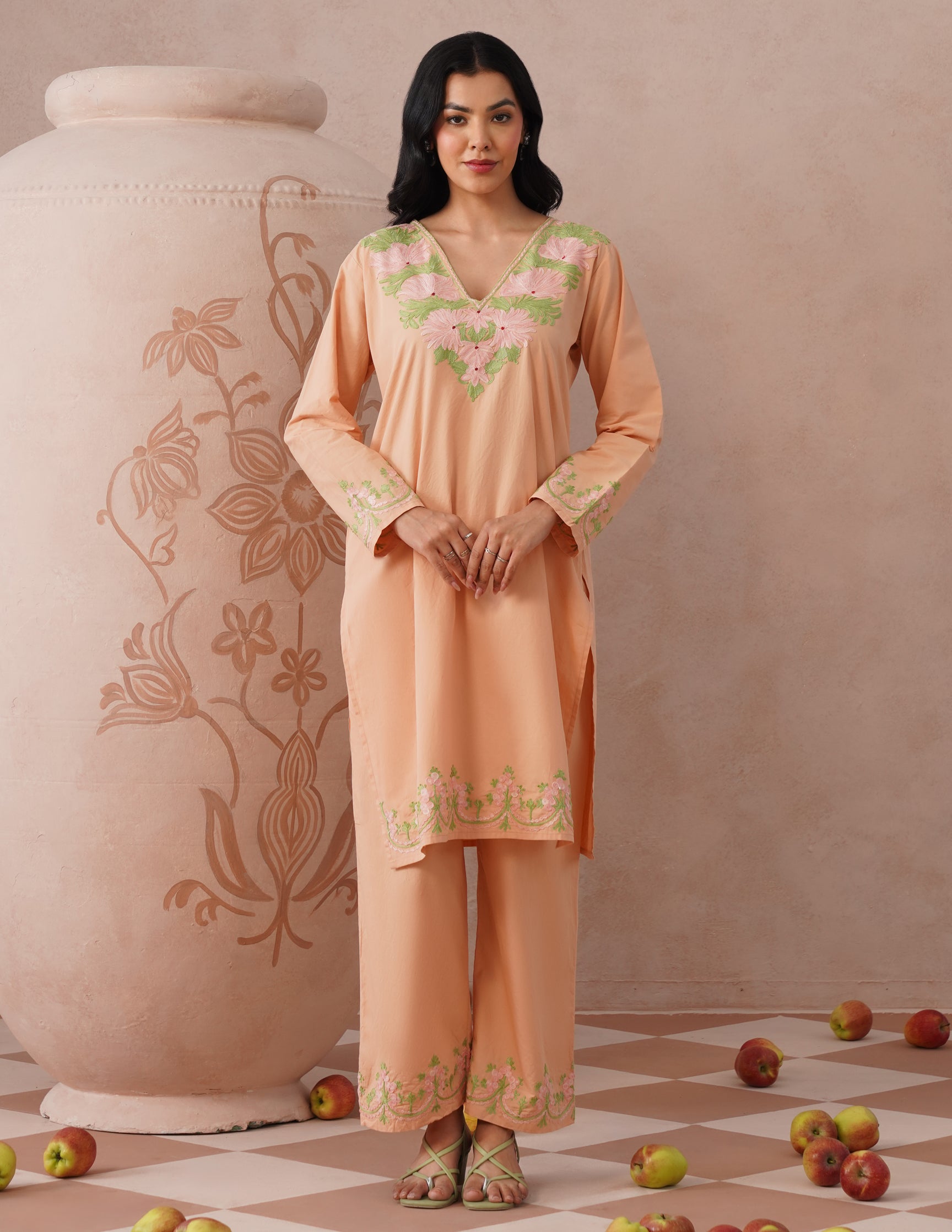 Light Peach Poplin Coordset – Everyday Ethnic Wear | Work & Casual - Kashmir Box
