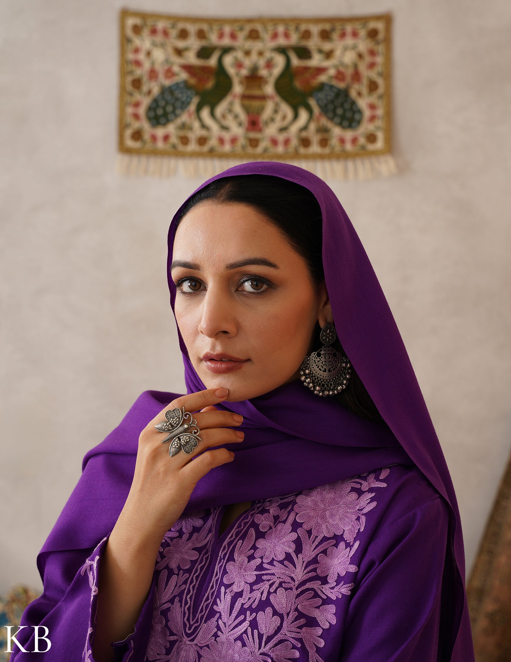 meHER Royal Purple Kashmiri Aari Woollen Co-ord Set - Kashmir Box