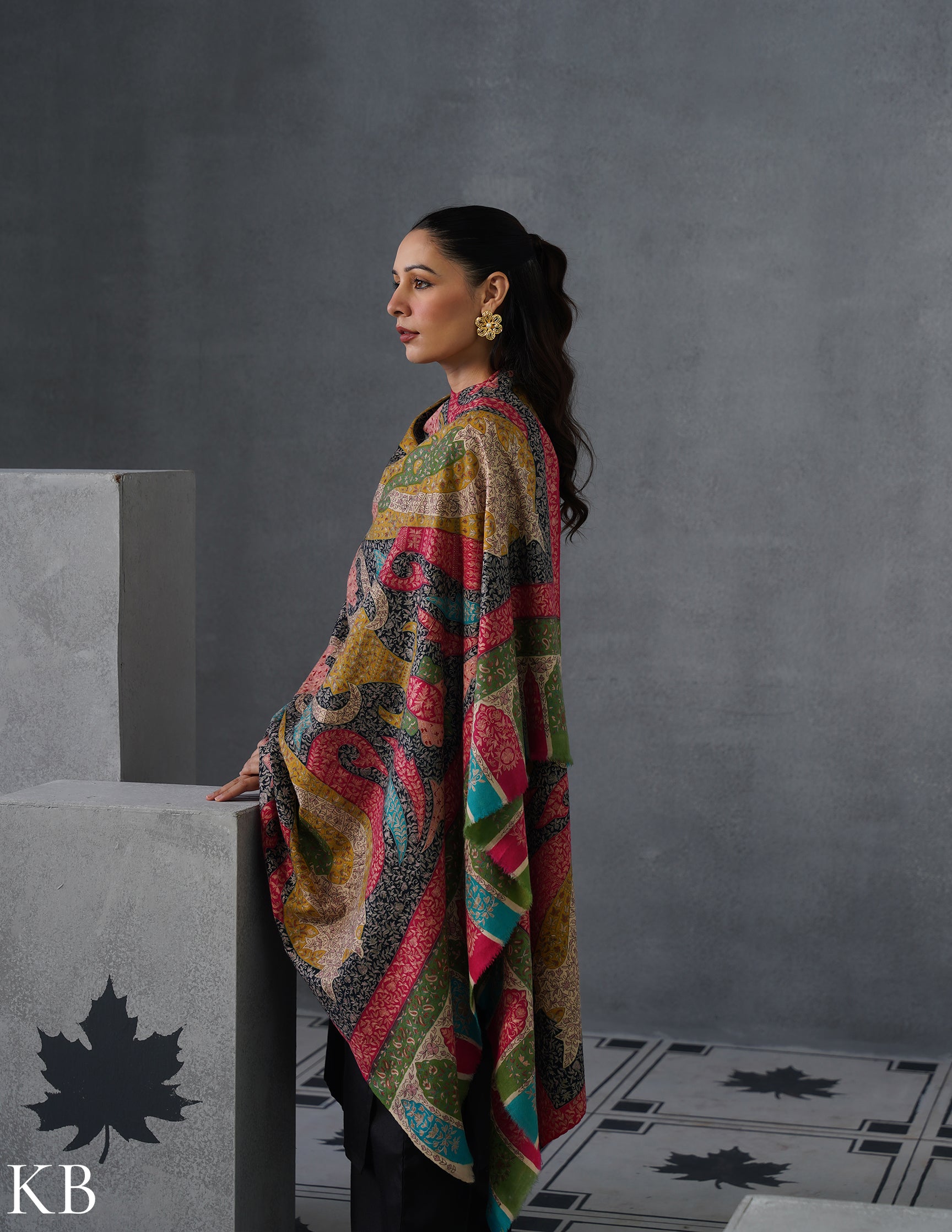 Kashmiri Handwoven Pashmina Kalamkaari Sozni Shawl – Multicoloured | Handwoven Heritage - Kashmir Box