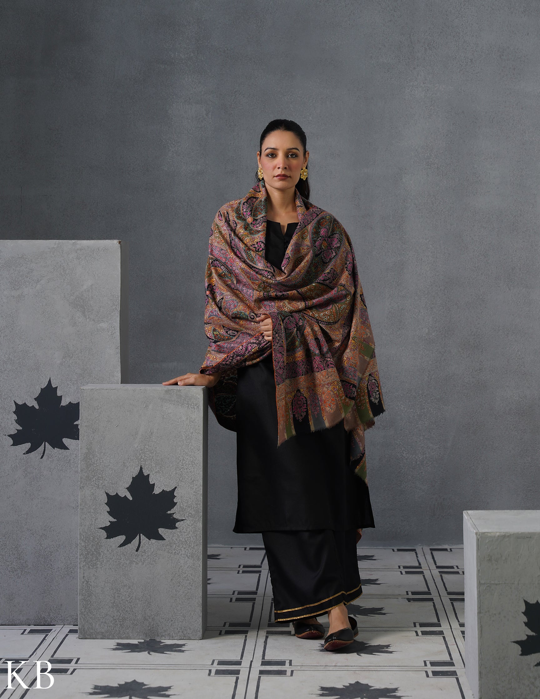 Kashmiri Handwoven Pashmina Kalamkaari Sozni Shawl – Multicoloured | Handwoven Heritage - Kashmir Box