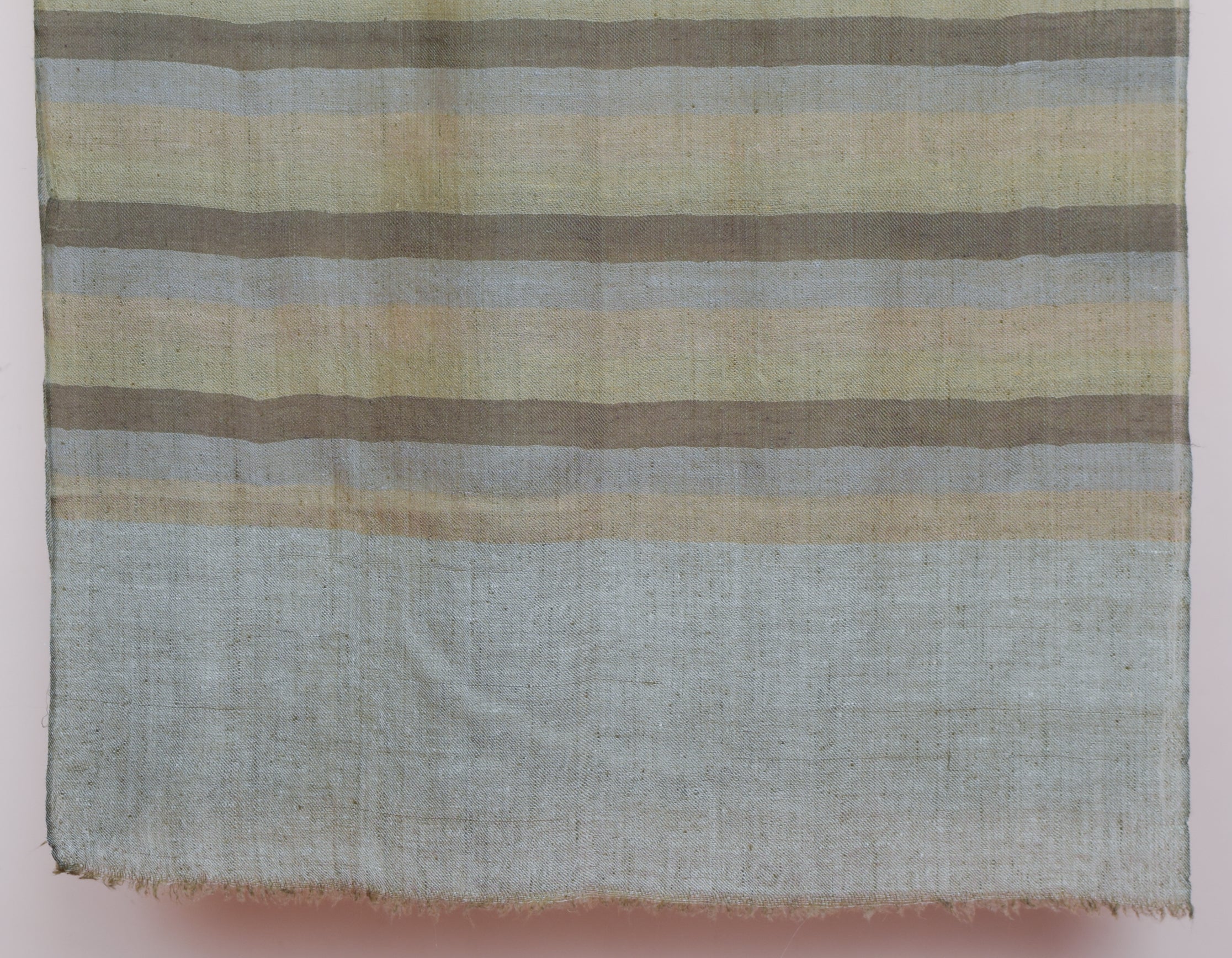 Olive Grey Striped Handwoven Cashmere Pashmina Stole - Kashmir Box