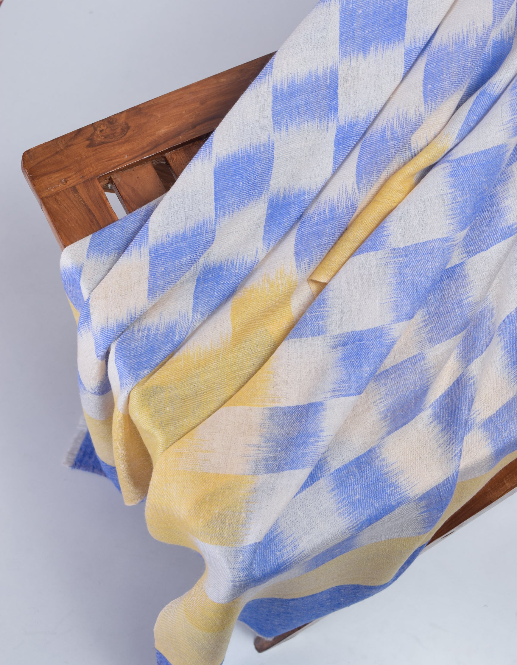 Handwoven Check Ikat Pattern Cashmere Pashmina Stole - Kashmir Box