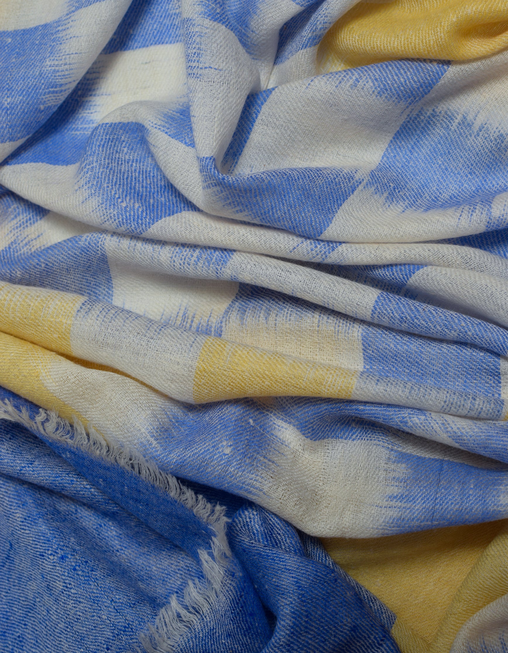 Handwoven Check Ikat Pattern Cashmere Pashmina Stole - Kashmir Box