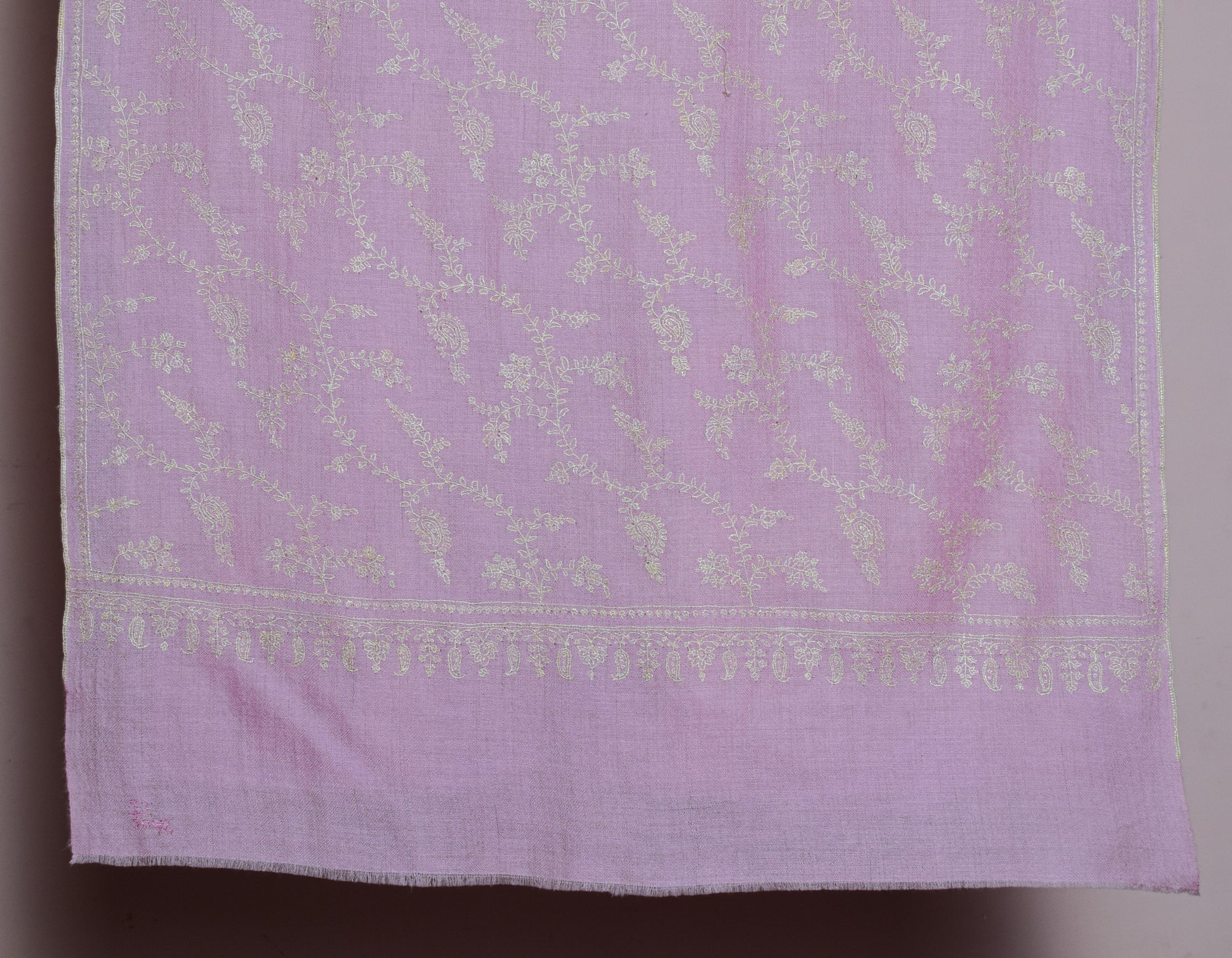 Soft pink Handwoven Jaali Embroidered Cashmere Pashmina Stole - Kashmir Box