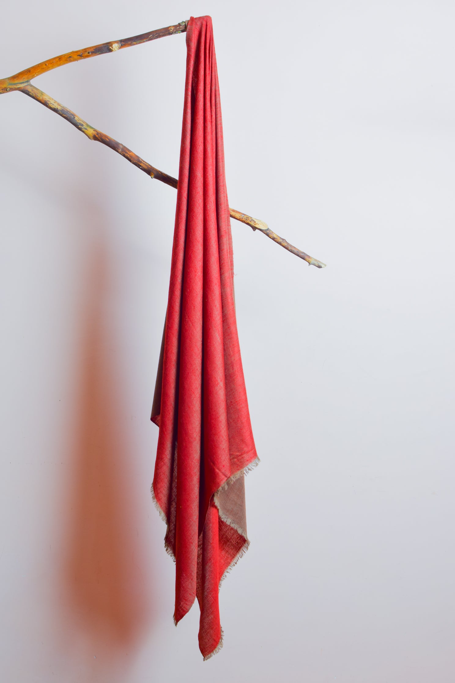 Brownish Red Handwoven Reversible Cashmere Pashmina Shawl - Kashmir Box