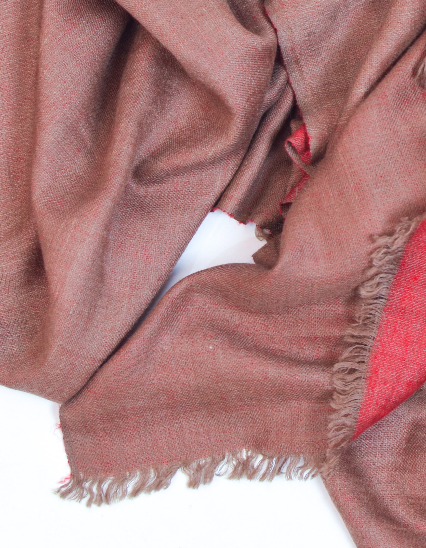 Brownish Red Handwoven Reversible Cashmere Pashmina Shawl - Kashmir Box