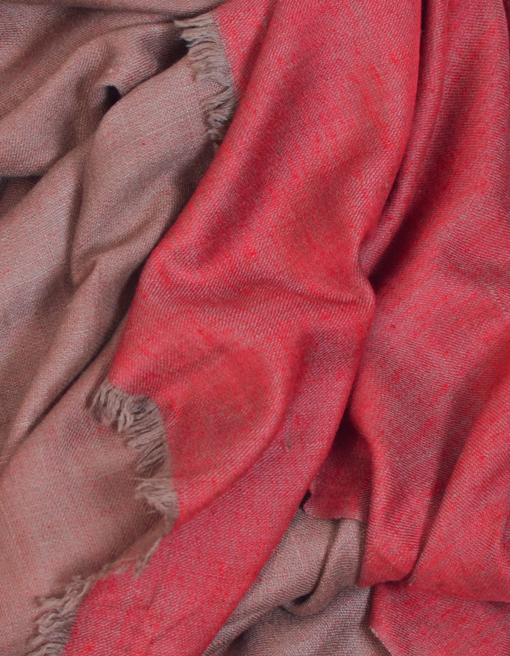 Brownish Red Handwoven Reversible Cashmere Pashmina Shawl - Kashmir Box
