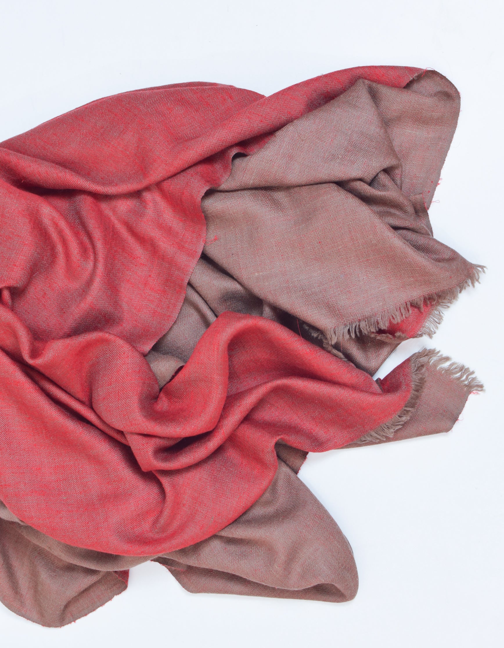 Brownish Red Handwoven Reversible Cashmere Pashmina Shawl - Kashmir Box