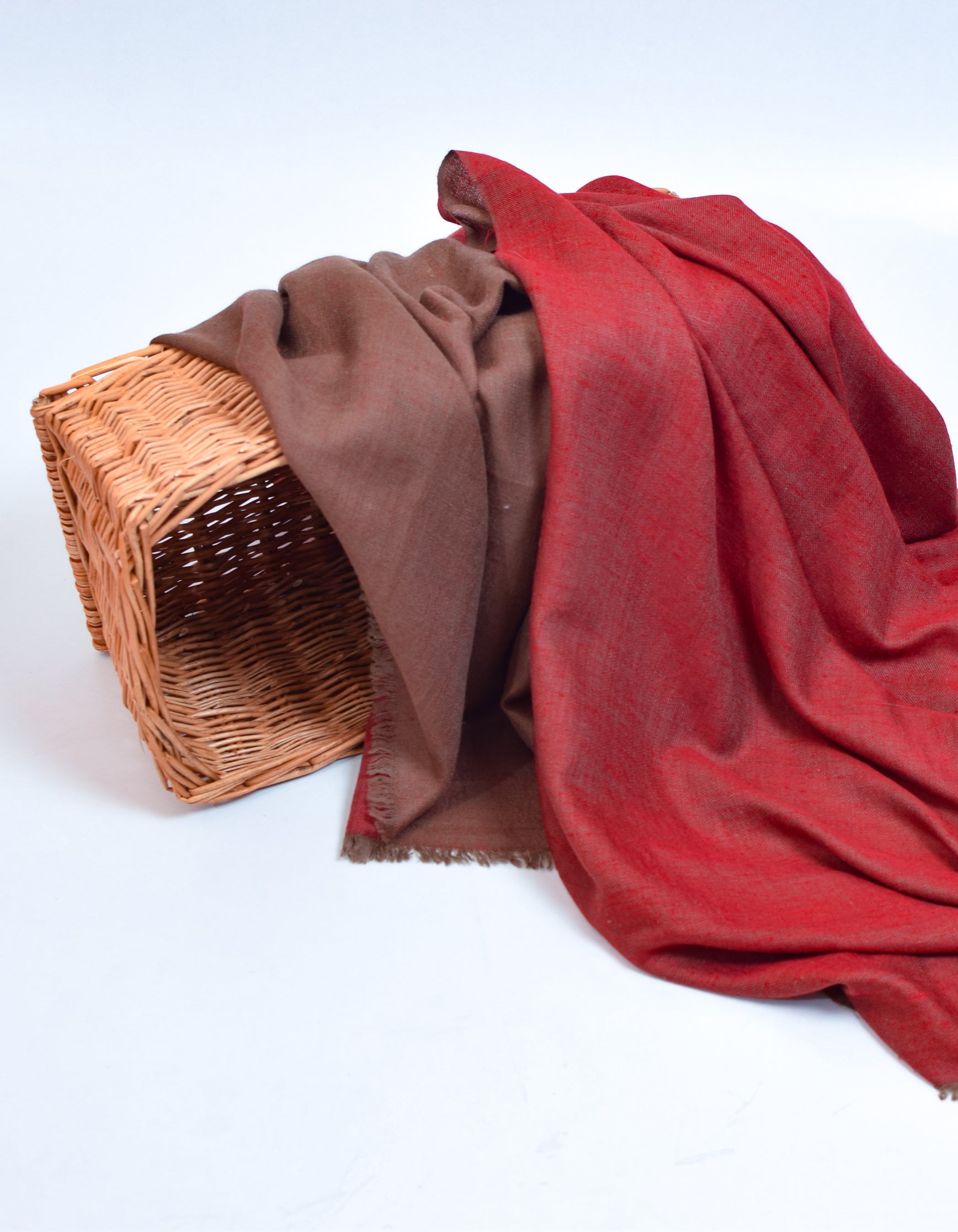 Brownish Red Handwoven Reversible Cashmere Pashmina Shawl - Kashmir Box