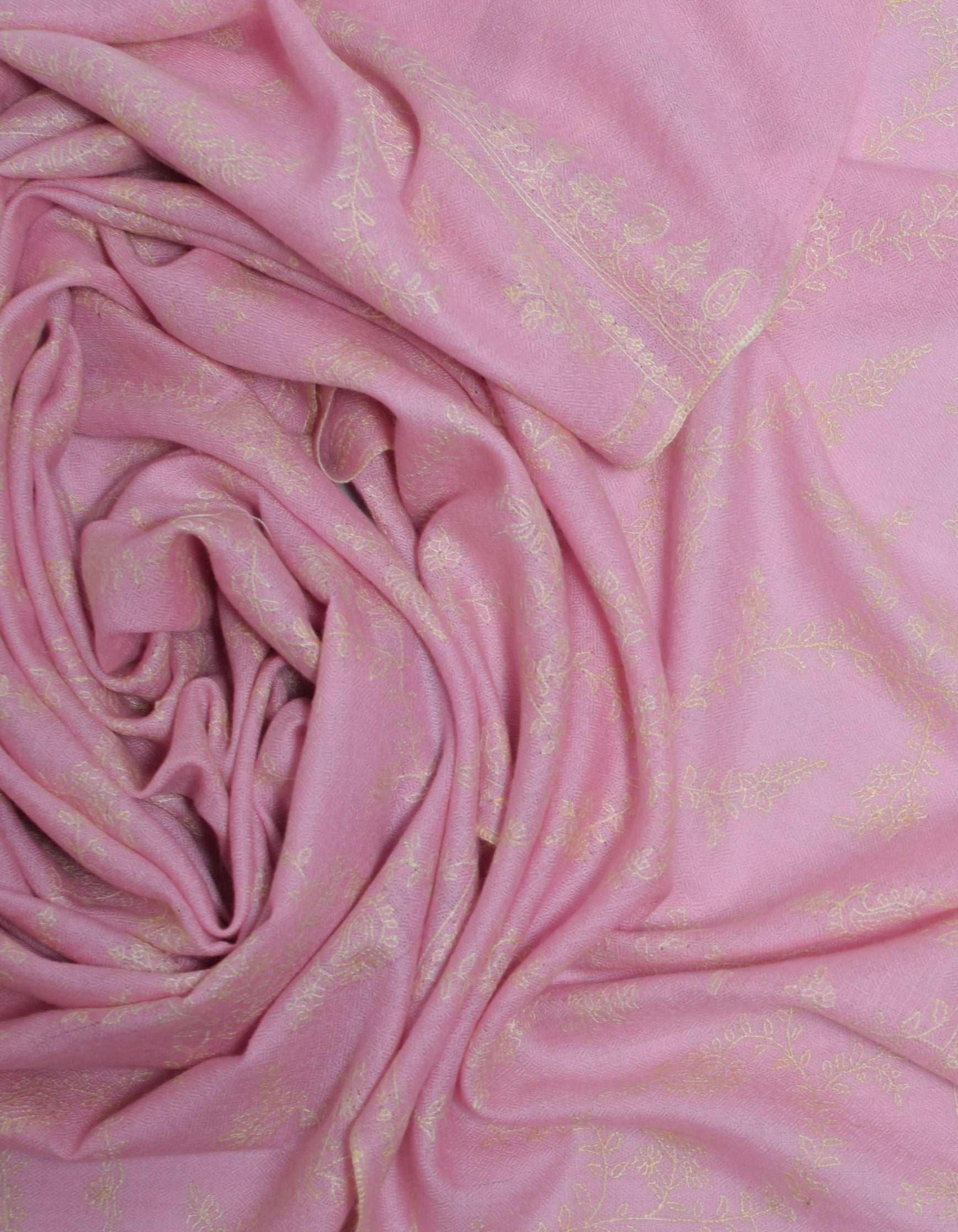 Soft pink Handwoven Jaali Embroidered Cashmere Pashmina Stole - Kashmir Box