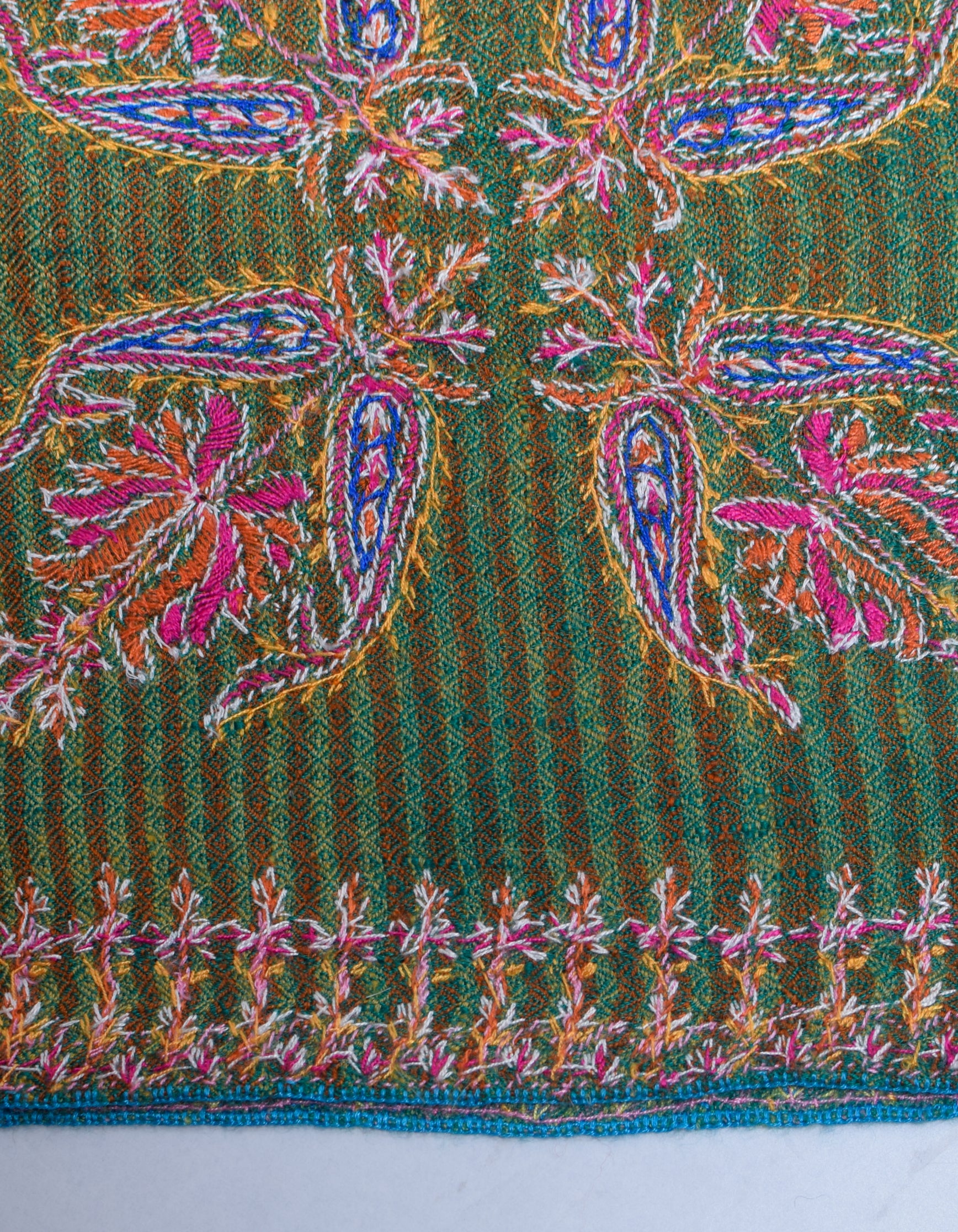 Modern Multi-Pattern Squares Handwoven Embroidered Cashmere Pashmina Stole - Kashmir Box