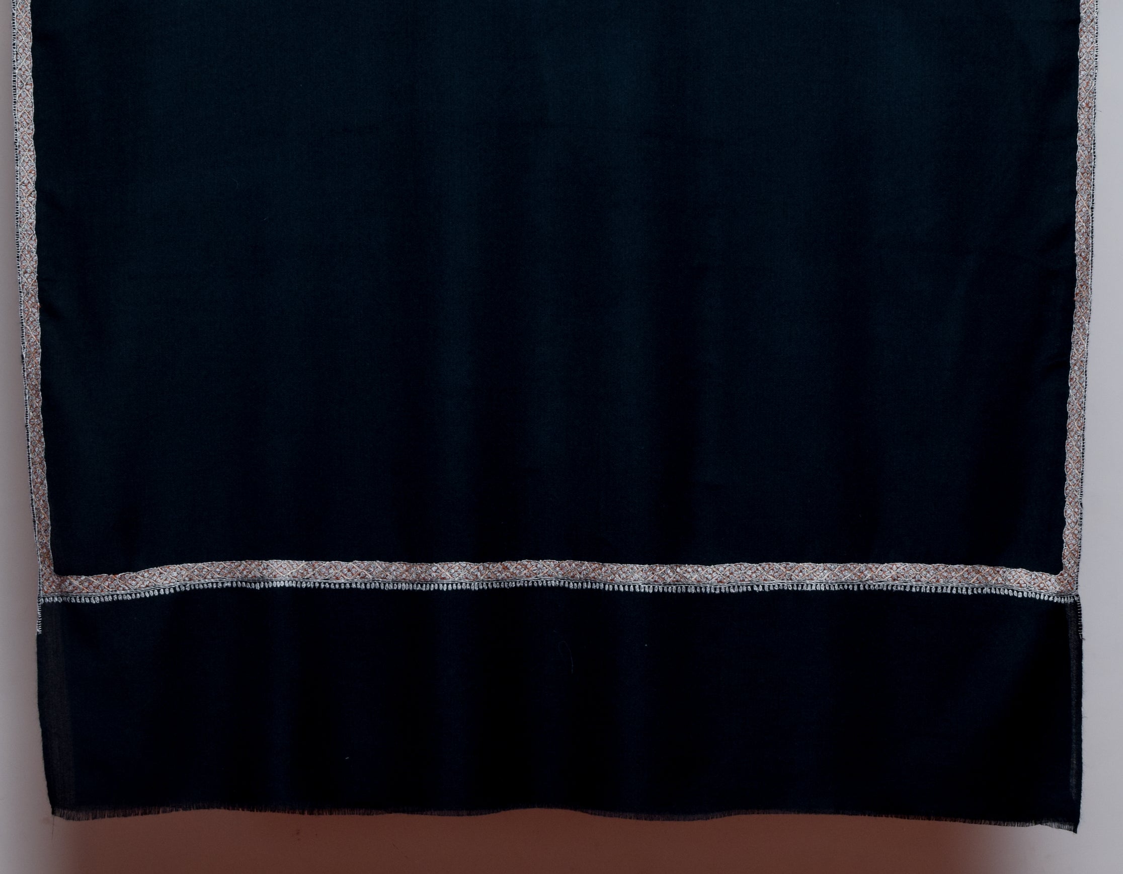 Jet Classic Black Handwoven Sozni Embroidered Cashmere Pashmina Shawl - Kashmir Box