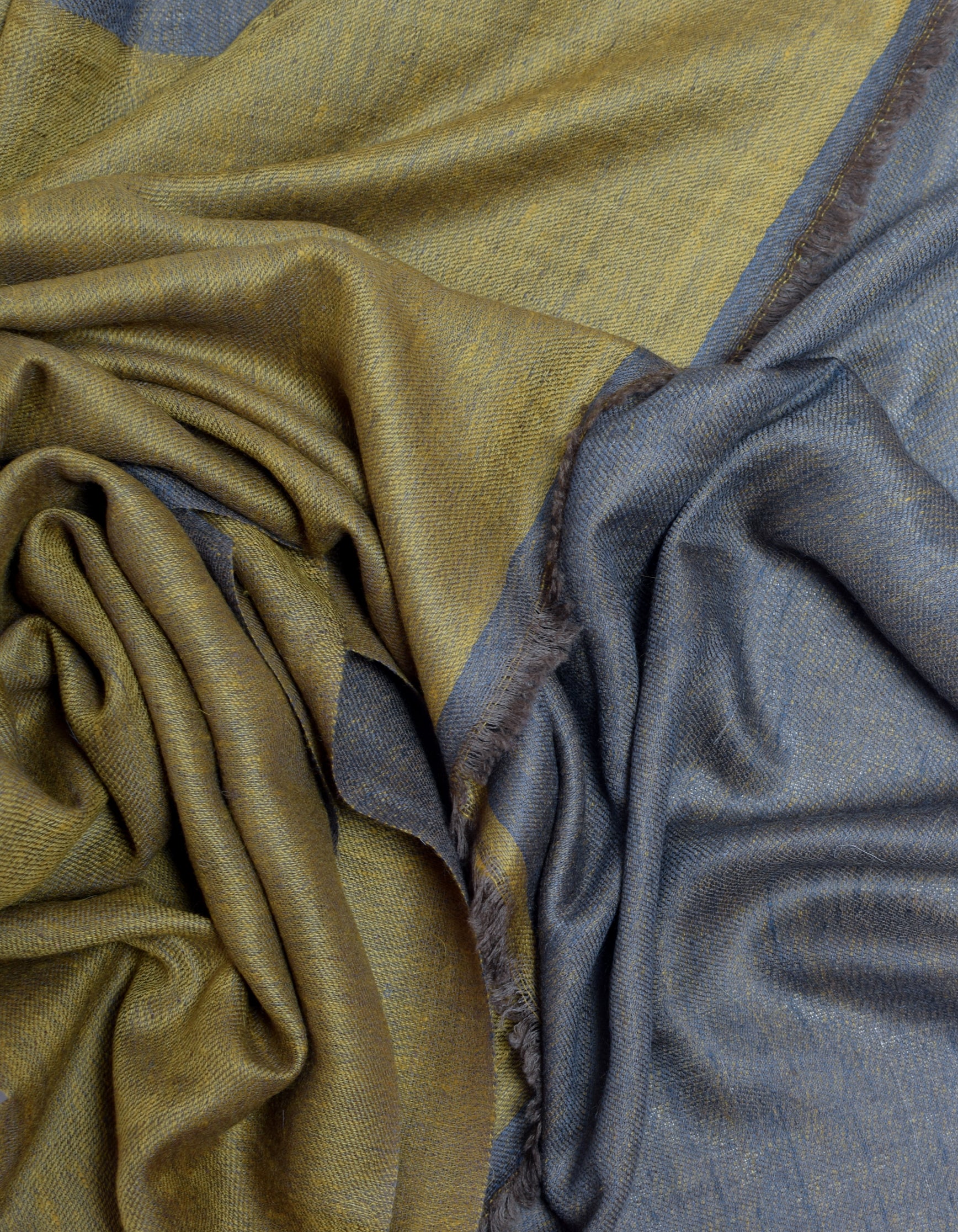 Citron Slate Handwoven Reversible Cashmere Pashmina Stole - Kashmir Box