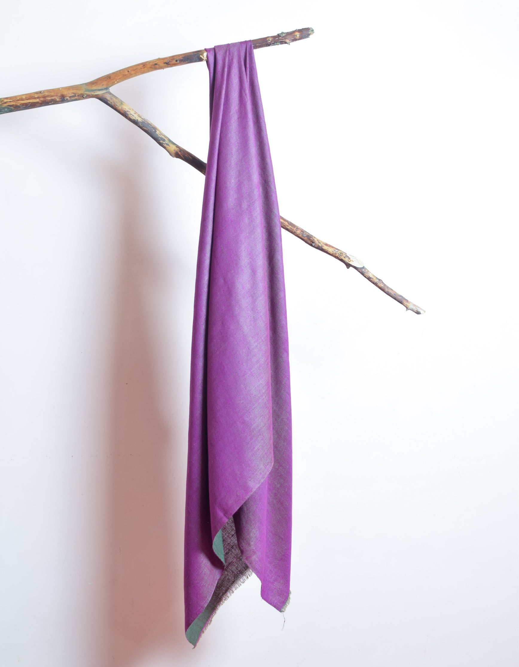 Khaki Saffron Handwoven Reversible Cashmere Pashmina Shawl - Kashmir Box