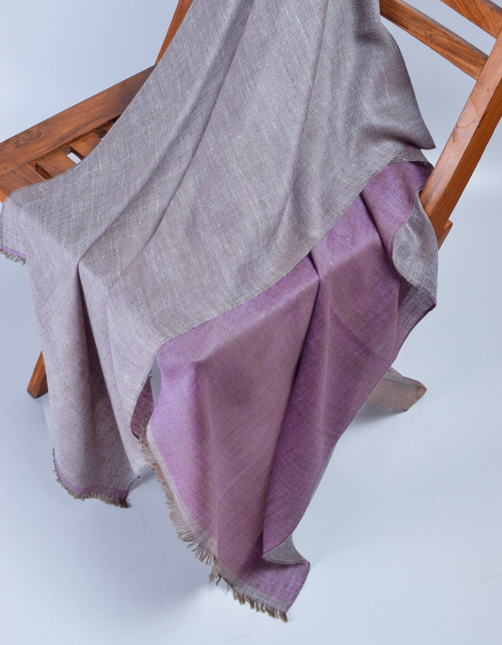 Saffron Grey Handwoven Reversible Cashmere Pashmina Stole - Kashmir Box