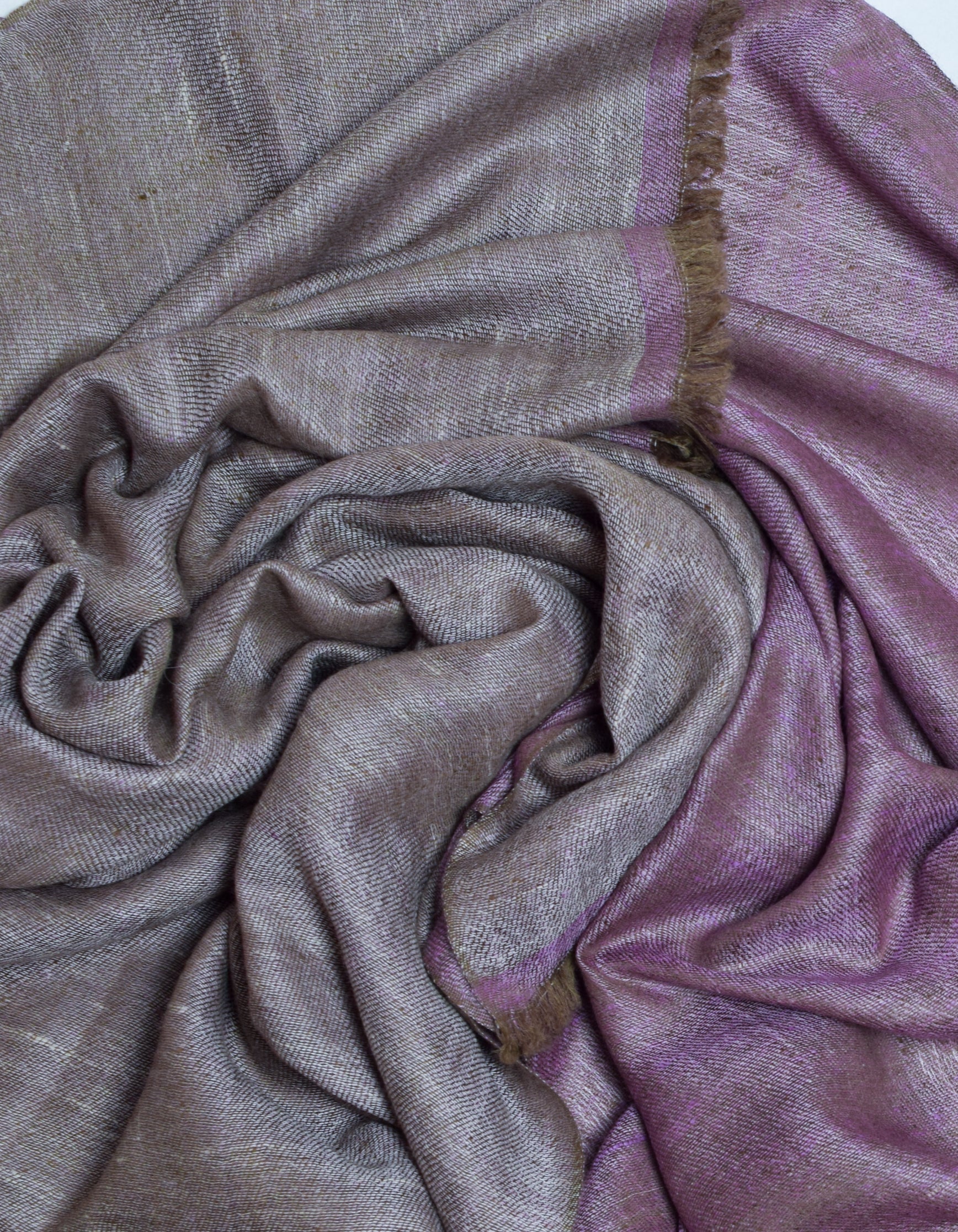 Saffron Grey Handwoven Reversible Cashmere Pashmina Stole - Kashmir Box