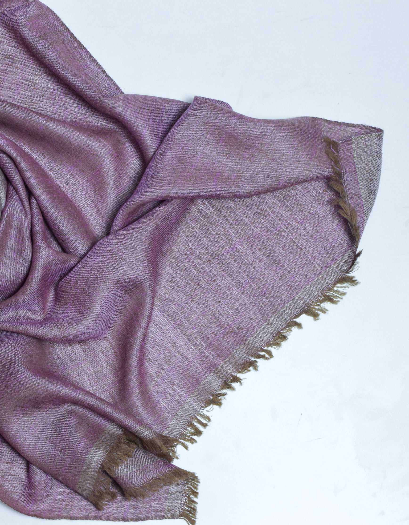 Saffron Grey Handwoven Reversible Cashmere Pashmina Stole - Kashmir Box