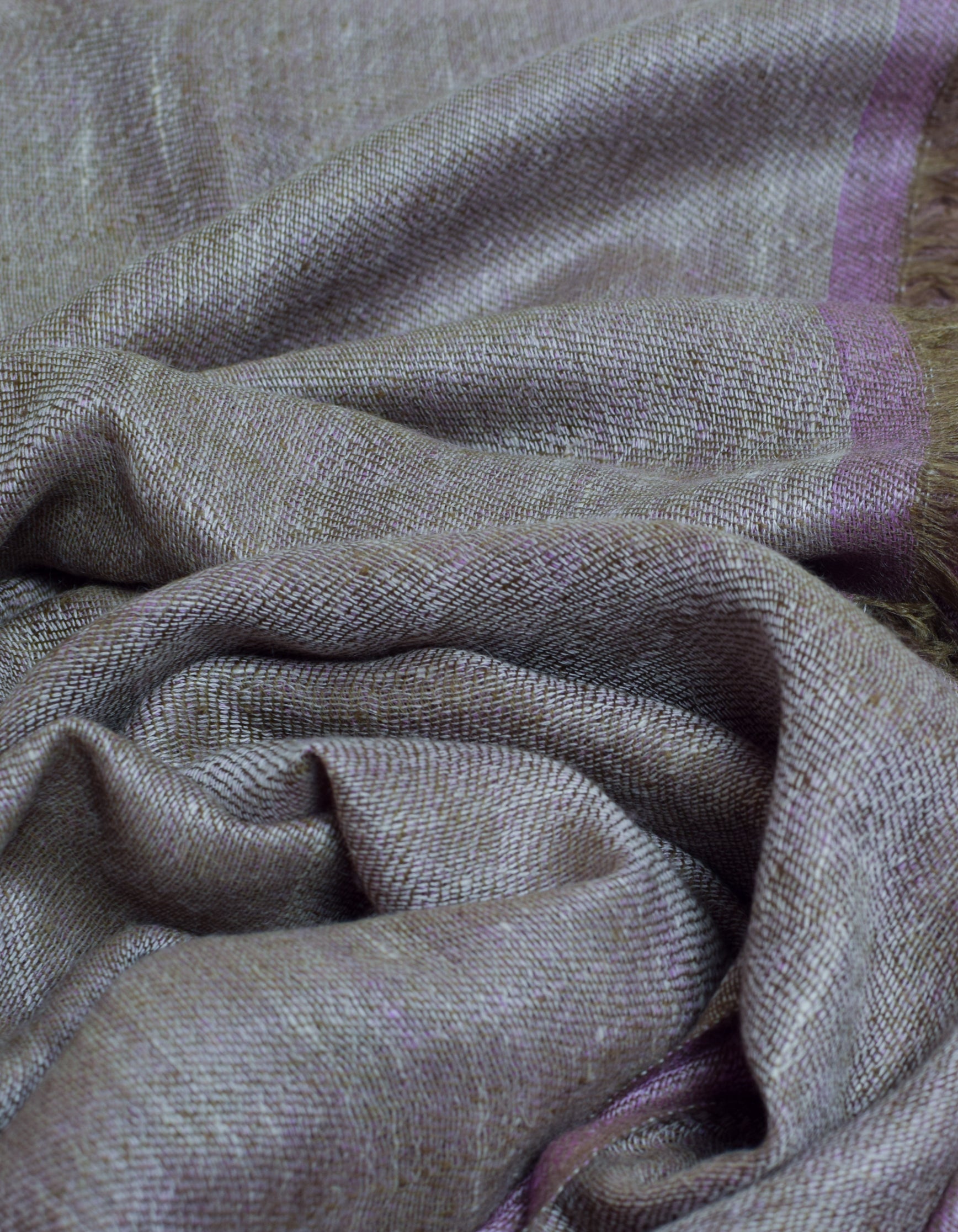 Saffron Grey Handwoven Reversible Cashmere Pashmina Stole - Kashmir Box
