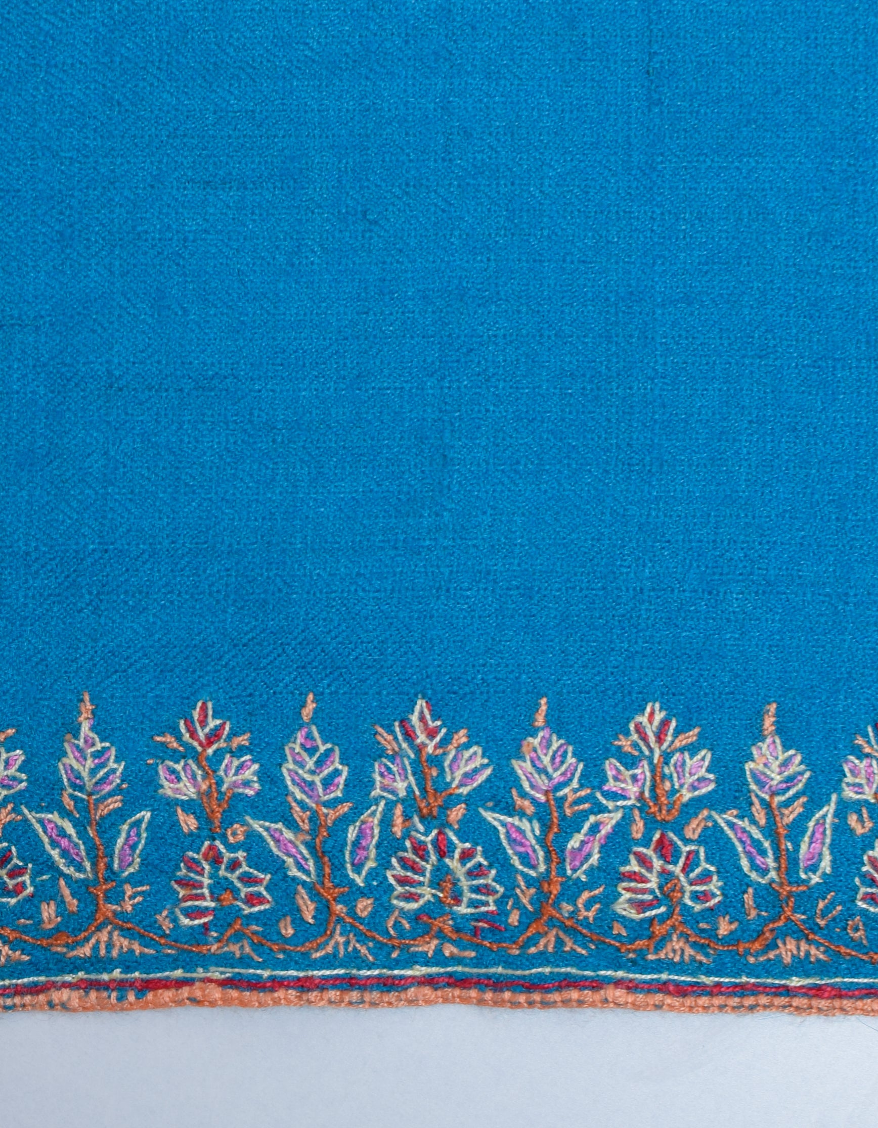 Deep Sky Handwoven Sozni Palla Embroidered Cashmere Pashmina Stole - Kashmir Box