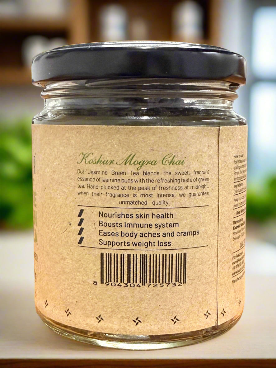 Jasmine Green Tea | Mogra Chai | Best Herbal Tea | Green Tea Leaves | Pure Flower Tea | 100% Natural Jasmine Buds | Calming Tea | Natural Calmer (50 g) - Kashmir Box