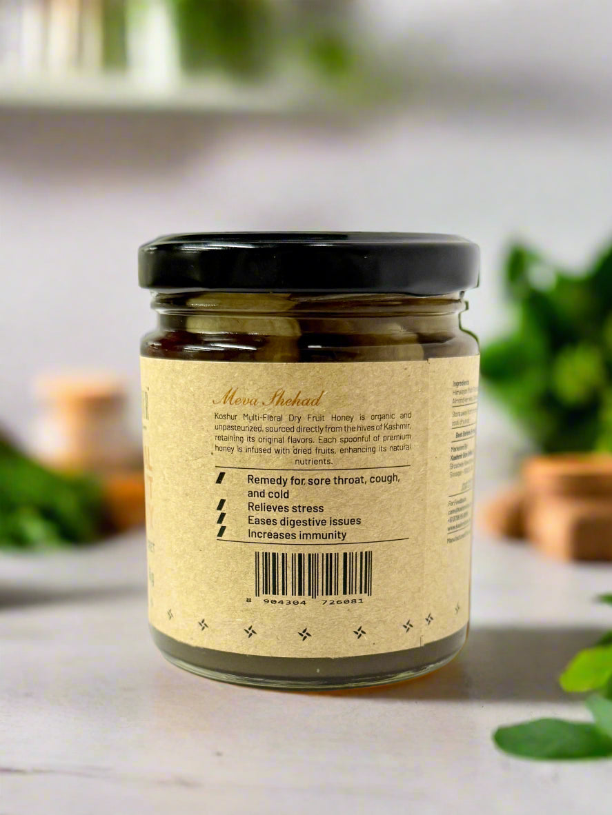 Koshur - Multi Floral Dry Fruit Honey | Meva Shehad | 100% Pure Organic Superfood | Unpasteurized | Natural Sweetener | No Sugar Added | Nuts & Dry Fruits - Kashmir Box