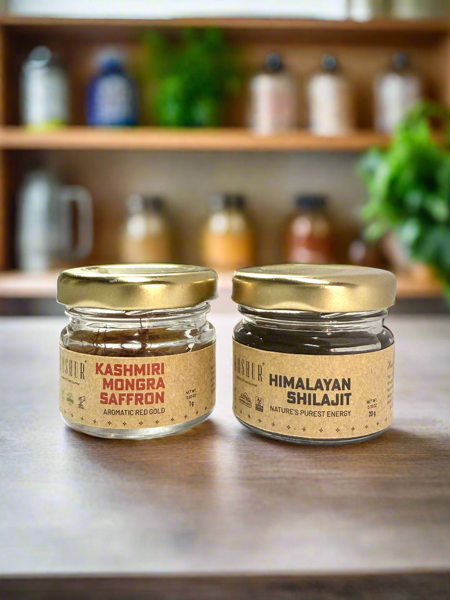 Koshur Premium Himalayan Shilajit and Mongra Saffron Combo - Kashmir Box