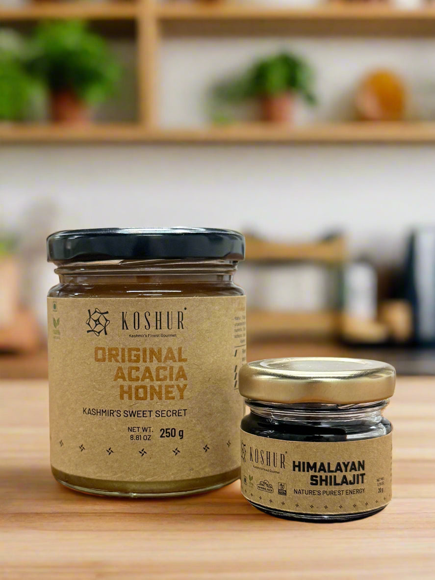 Koshur Kashmiri White Honey and Shilajit Combo - Kashmir Box