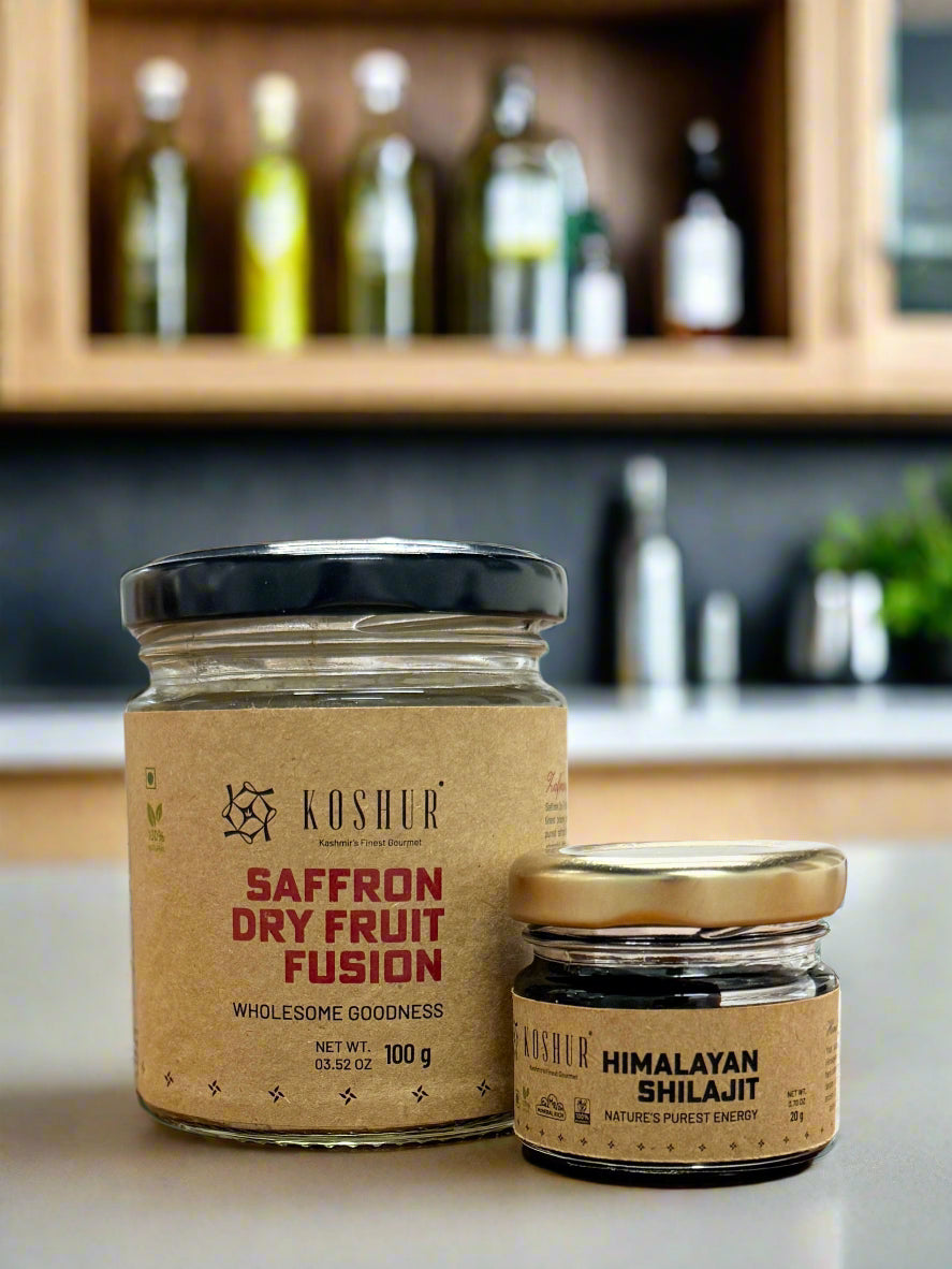Koshur Dry Fruit And Saffron Mix and Shilajit Combo - Kashmir Box