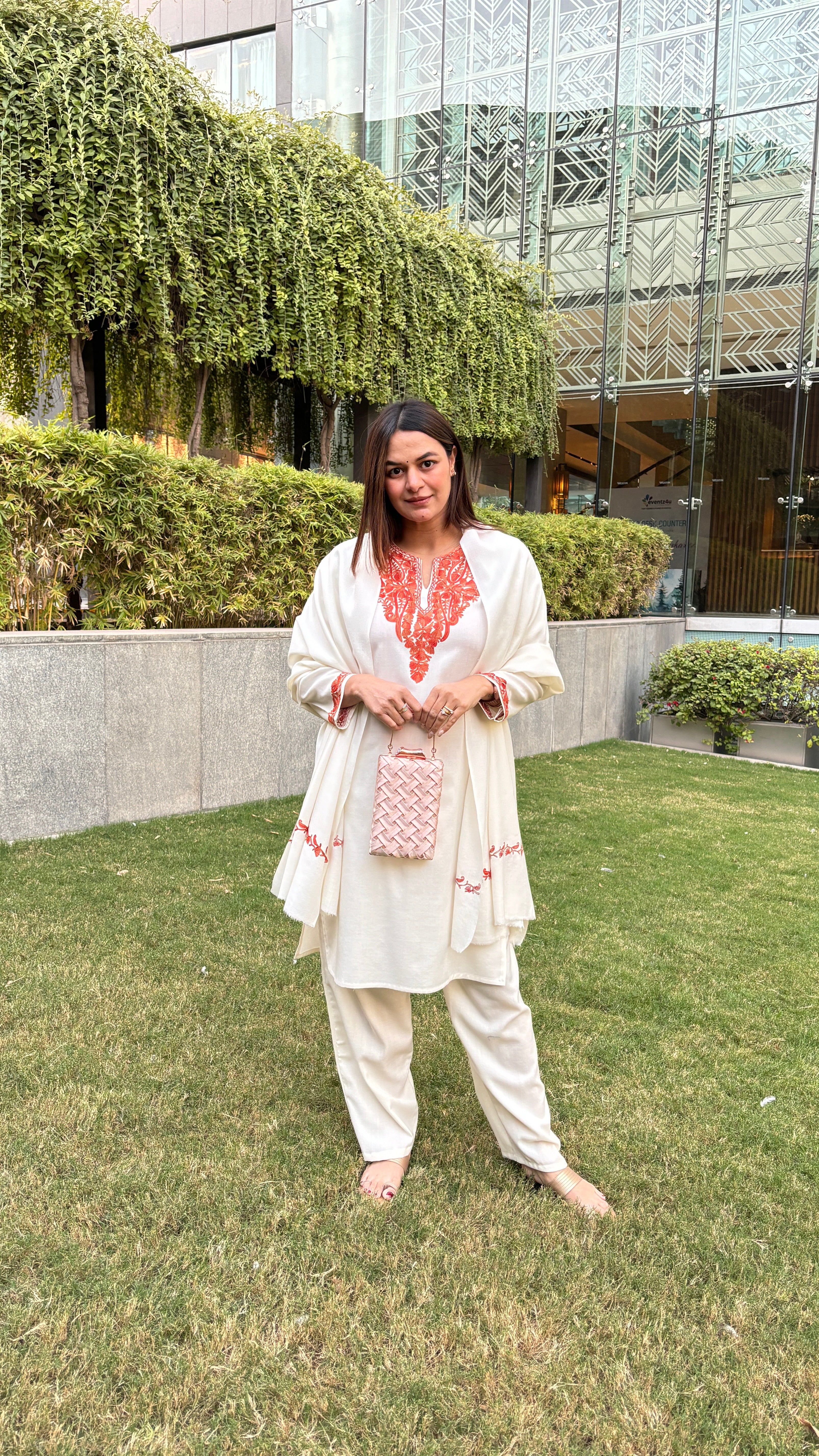 meHER Off-White Kashmiri Aari Woollen Co-ord Set - Kashmir Box