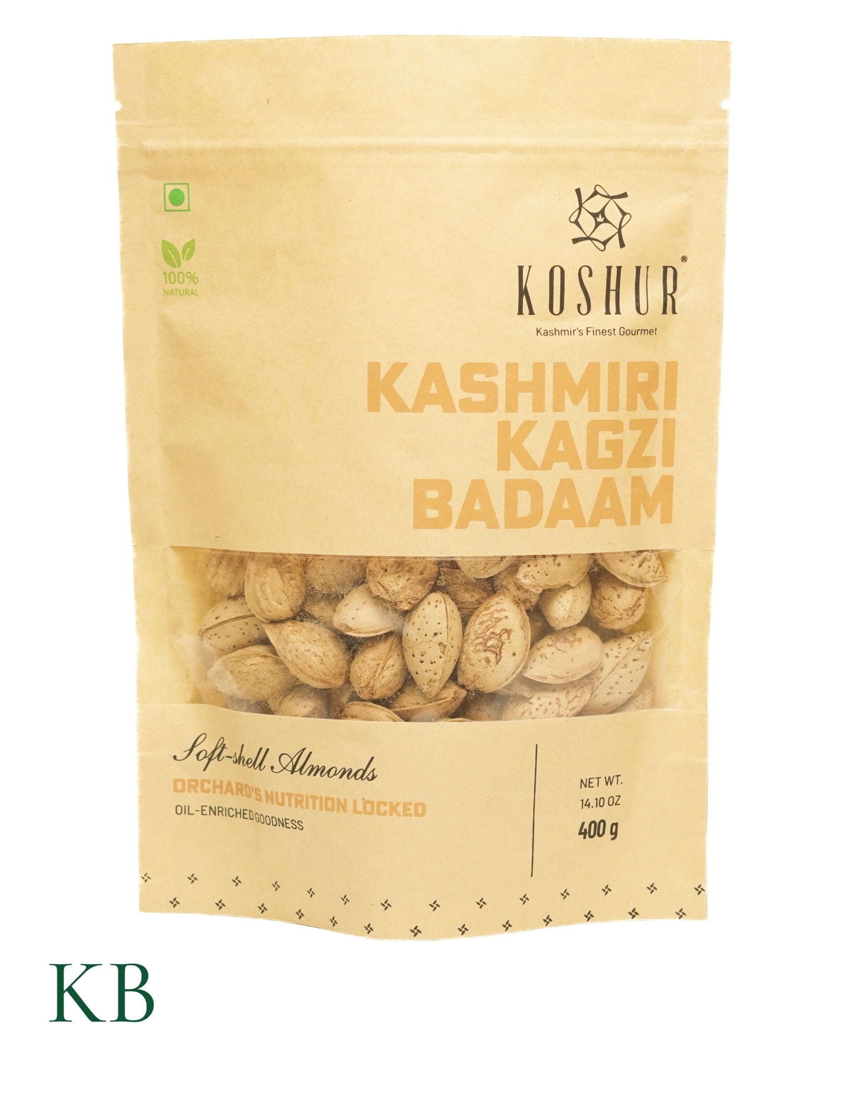 Koshur - Kagzi Badaam | Soft-Shell Kashmiri Almonds | Protein Rich | High in Natural Oils | Nuts & Dry Fruits - Kashmir Box