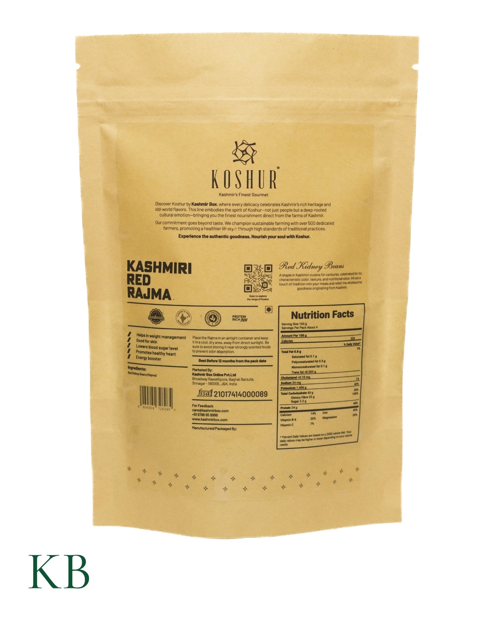 Koshur - Kashmiri Red Rajma | Red Kidney Beans | Rajma Beans | Unpolished Pulses | Vegan Protein | Dried Beans & Pulses - Kashmir Box