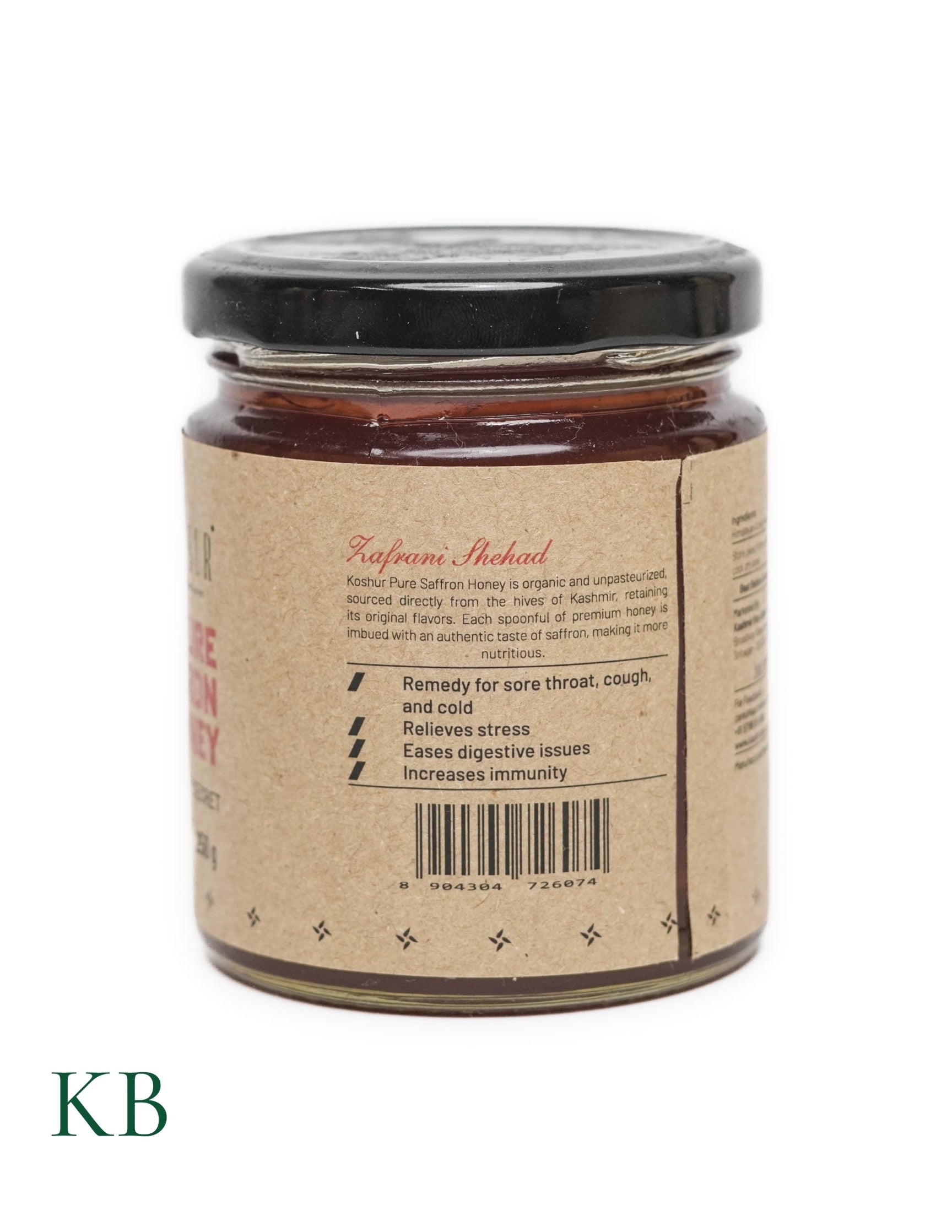 Koshur - Pure Saffron Honey | Zafrani Shehad | 100% Pure Organic Superfood | Unpasteurized | Mono-Floral White Honey | Natural Sweetener | No Sugar Added | Saffron - Kashmir Box