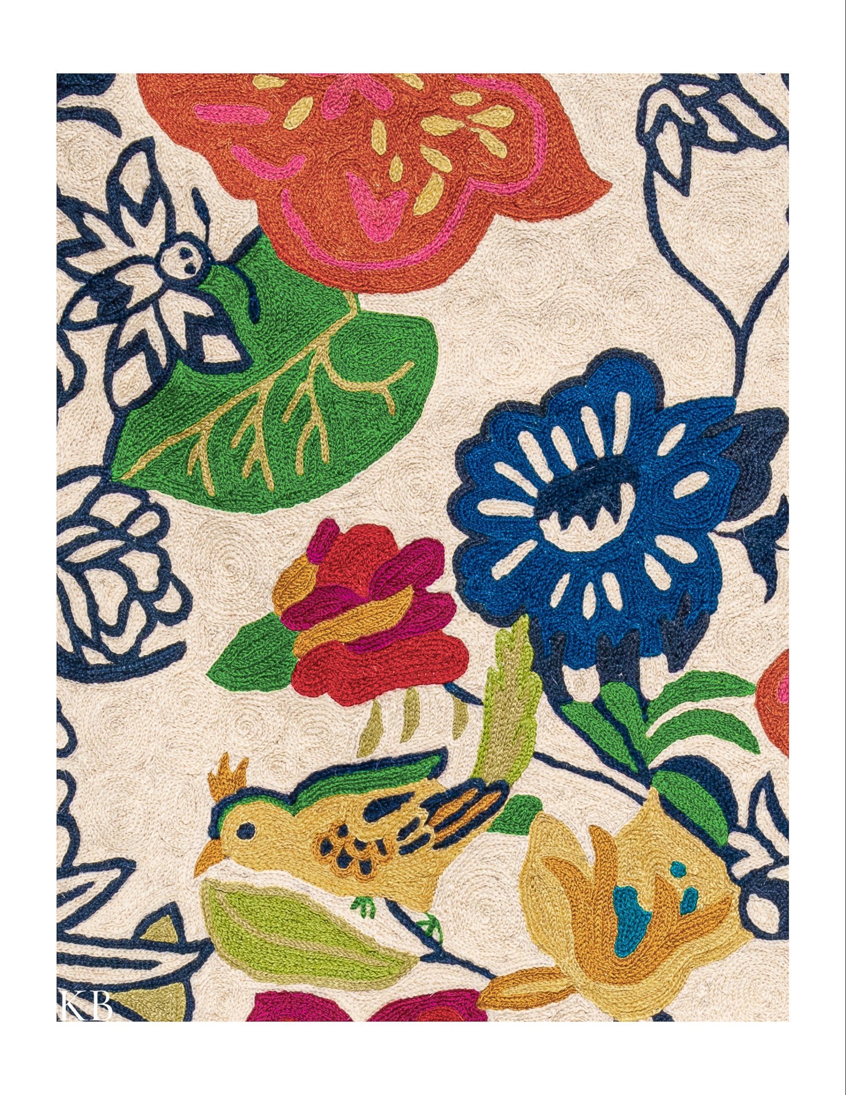 Diwan-e-Khas Modern Floral Edge Kashmiri Rug - Kashmir Box