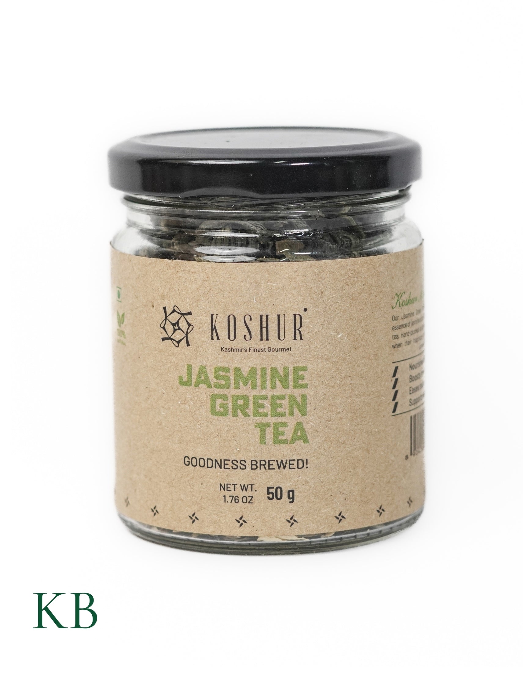 Jasmine Green Tea | Mogra Chai | Best Herbal Tea | Green Tea Leaves | Pure Flower Tea | 100% Natural Jasmine Buds | Calming Tea | Natural Calmer (50 g) - Kashmir Box