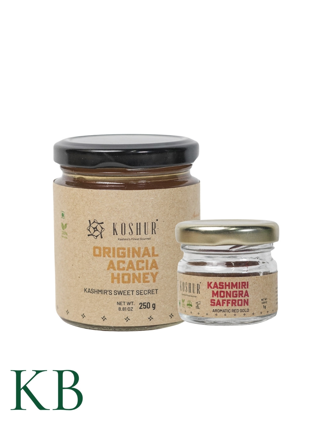 Koshur Kashmiri White Honey and Mongra Saffron Combo - Kashmir Box