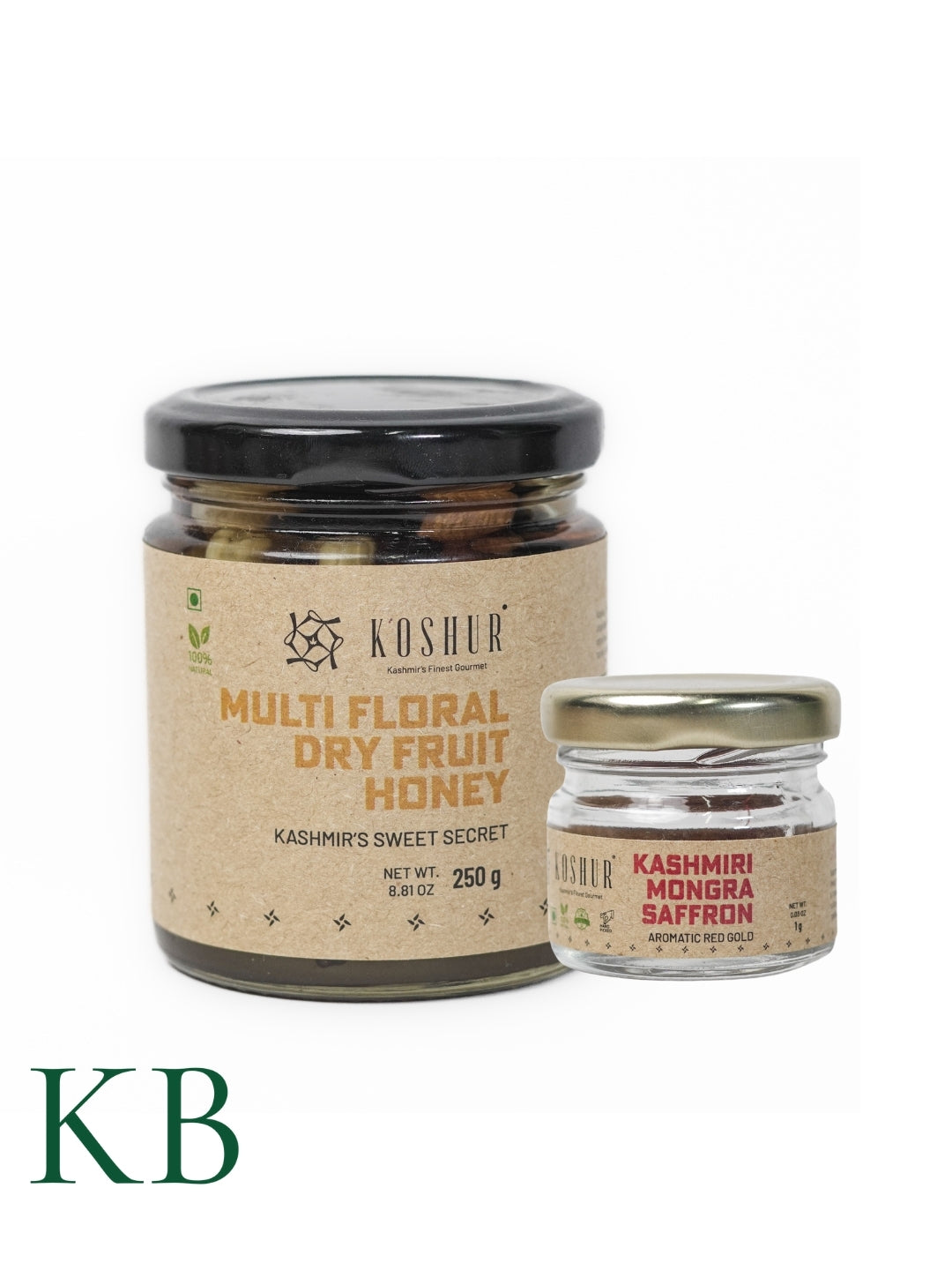 Koshur Dry Fruit Mix Acacia Honey and Mongra Saffron Combo - Kashmir Box