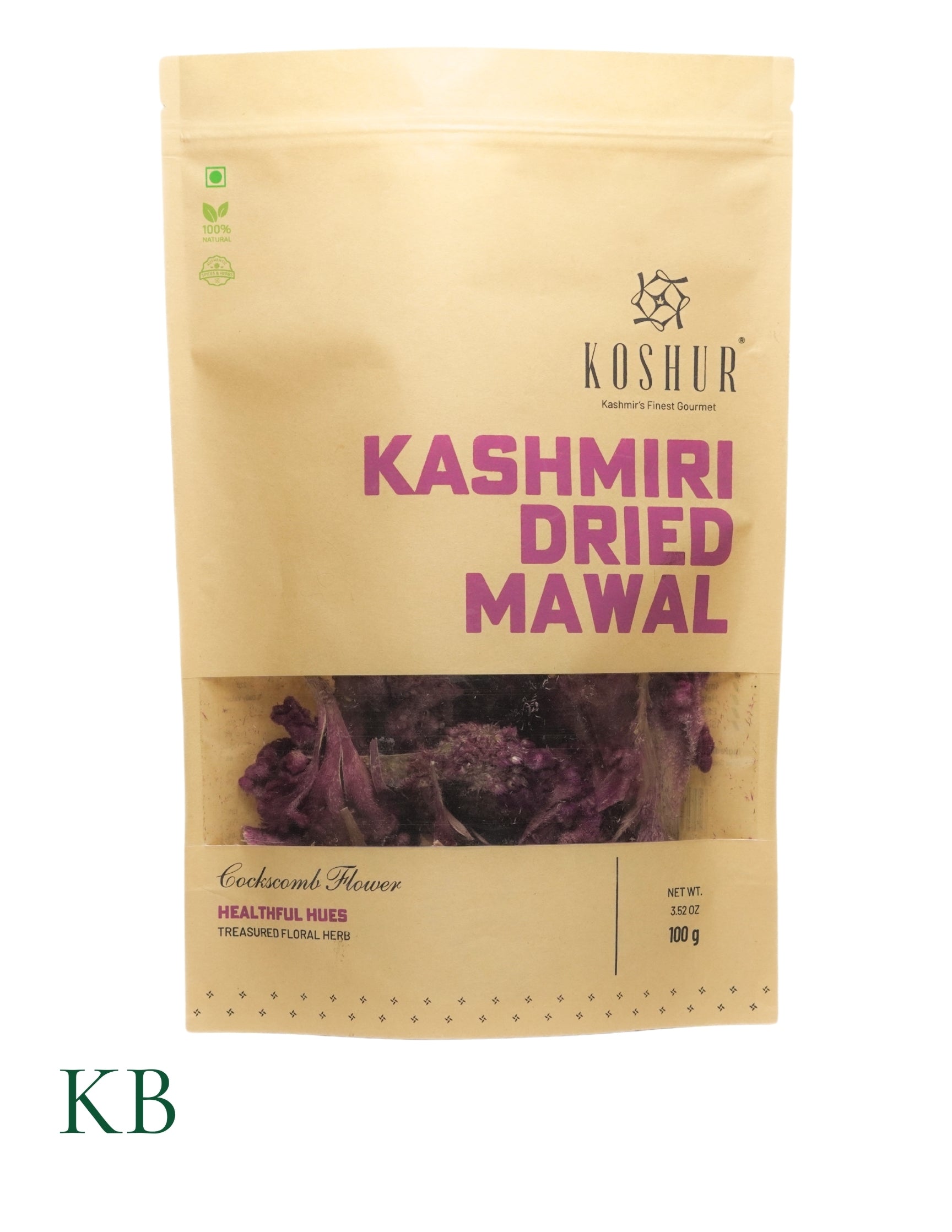 Koshur Dried Cockscomb Flower | Mawal Flower | Spices and Herbs | Natural Food Color (100 g) - Kashmir Box
