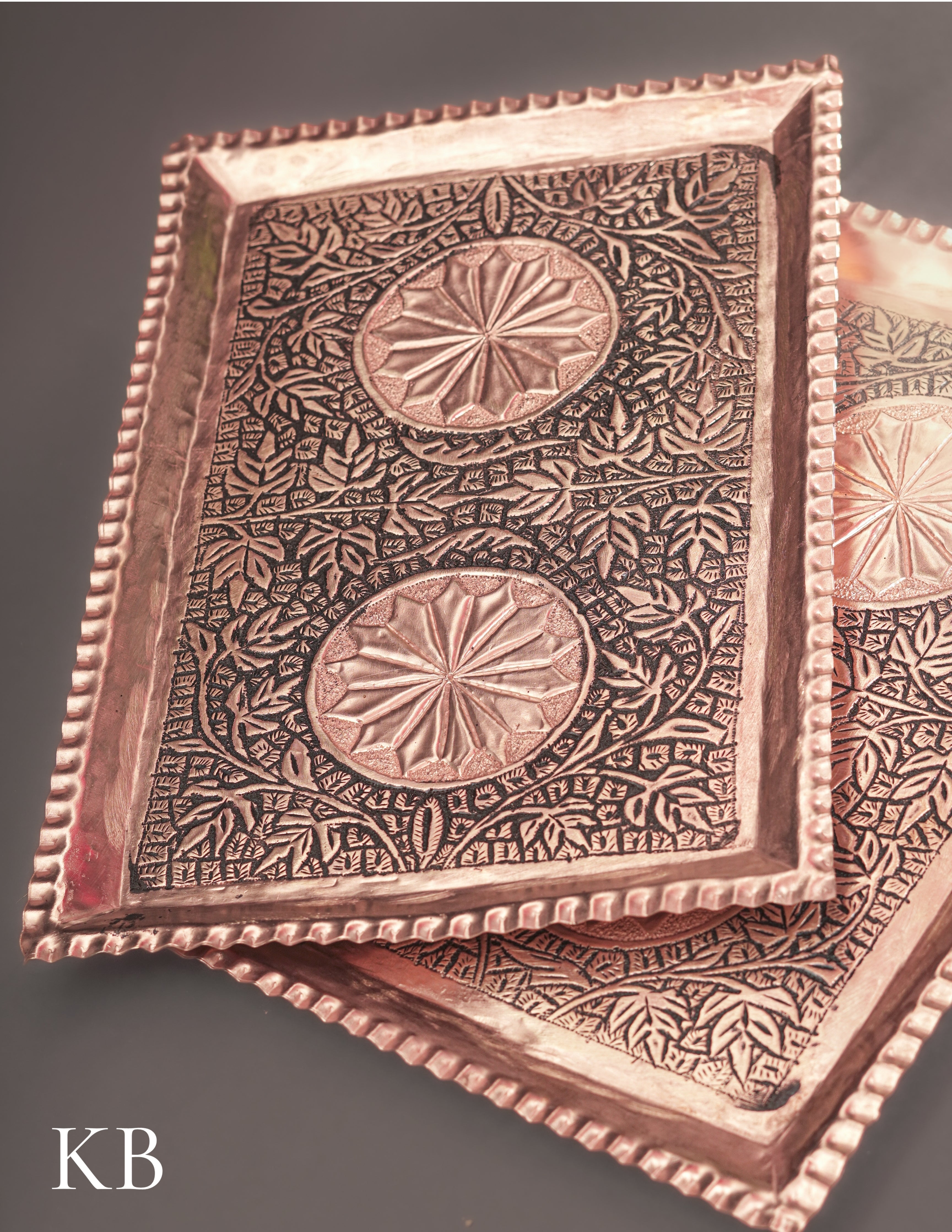 Kashmiri Copperware Serving Tray – Artisan-Made | Handcrafted Heritage - Kashmir Box
