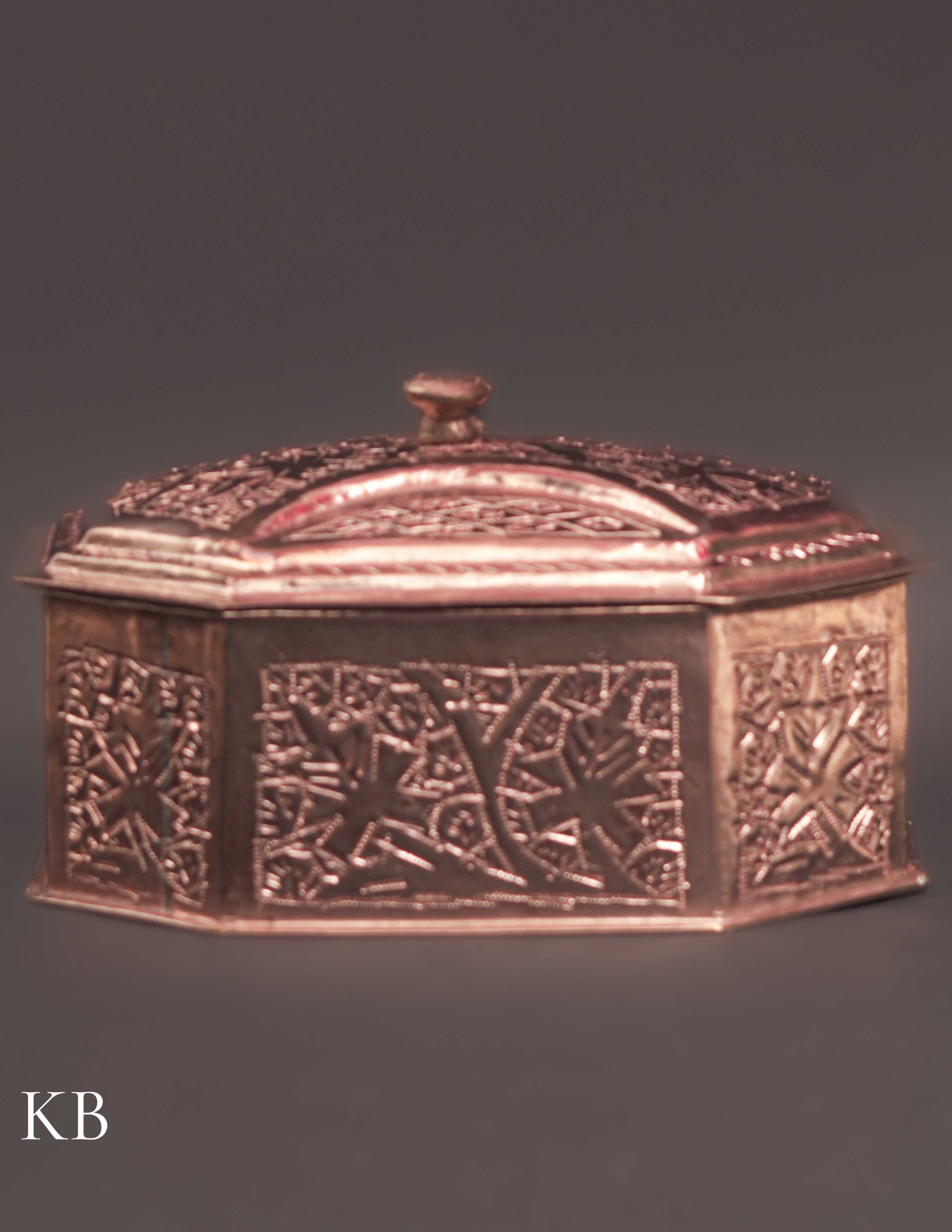 Kashmiri Copperware Butter Box with Lid – Handcrafted | Vintage Tabletop Accent - Kashmir Box