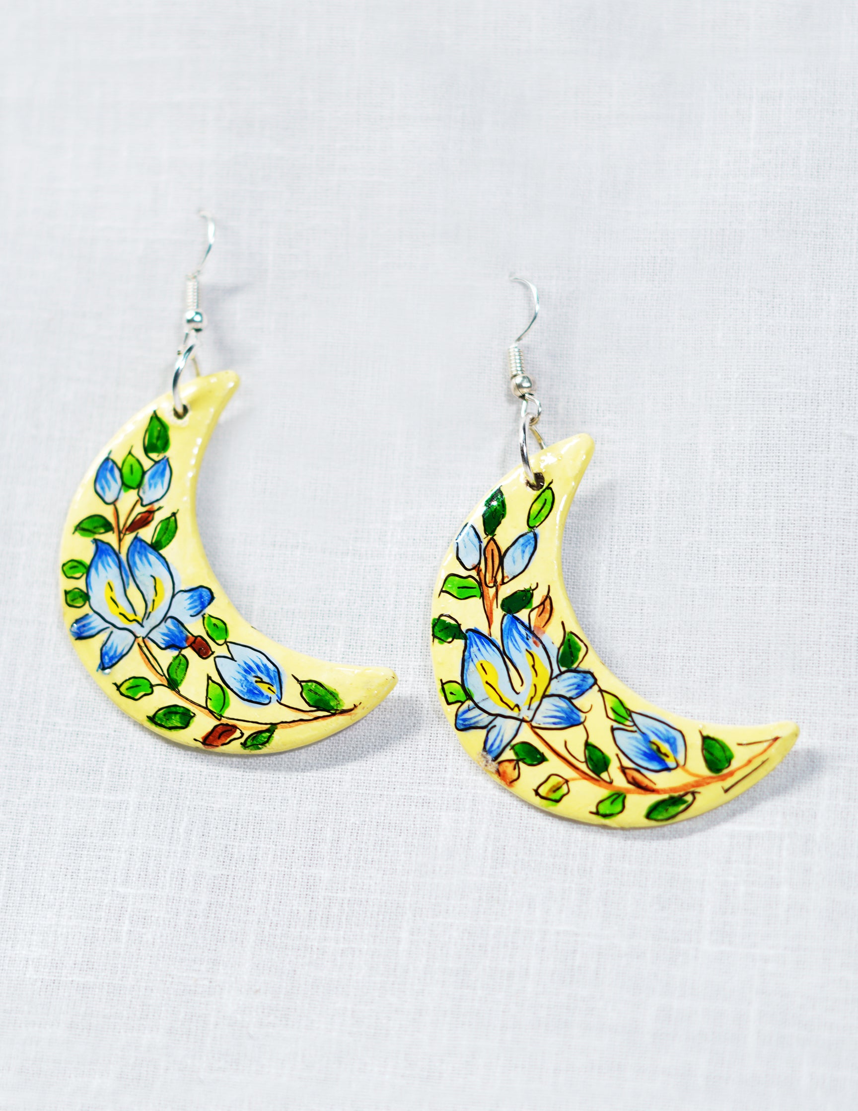 Handmade Kashmir Papier-Mâché Ear Ring (Set of 2) — Hand-Painted Design | 5 cm (L) × 2 cm (B)