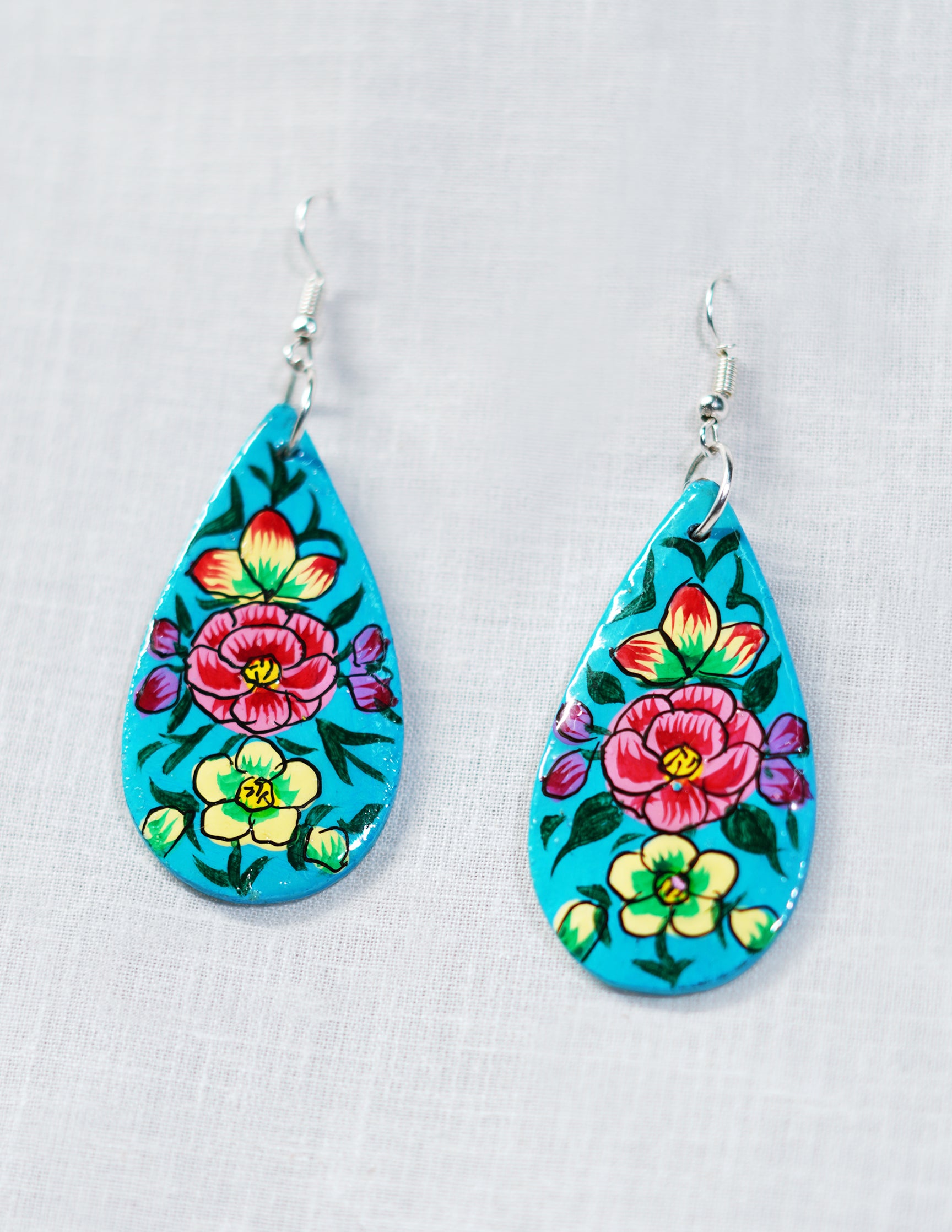 Handmade Kashmir Papier-Mâché Ear Ring (Set of 2) — Hand-Painted Design | 2.5 cm (L) × 5 cm (B)