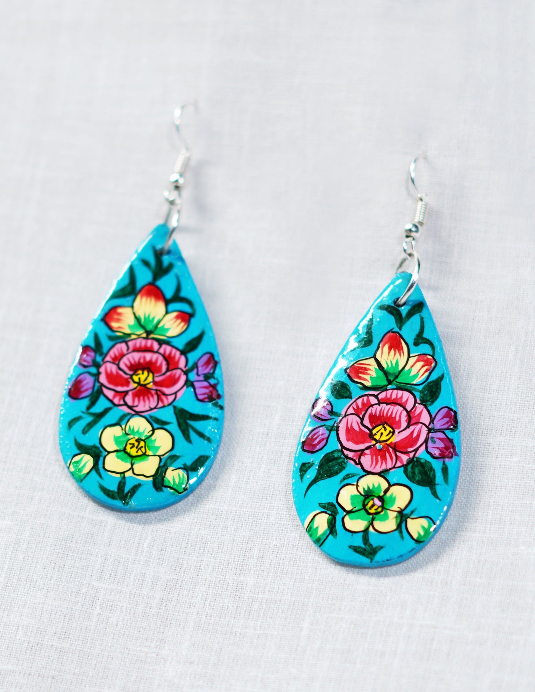 Handmade Kashmir Papier-Mâché Ear Ring (Set of 2) — Hand-Painted Design | 2.5 cm (L) × 5 cm (B)