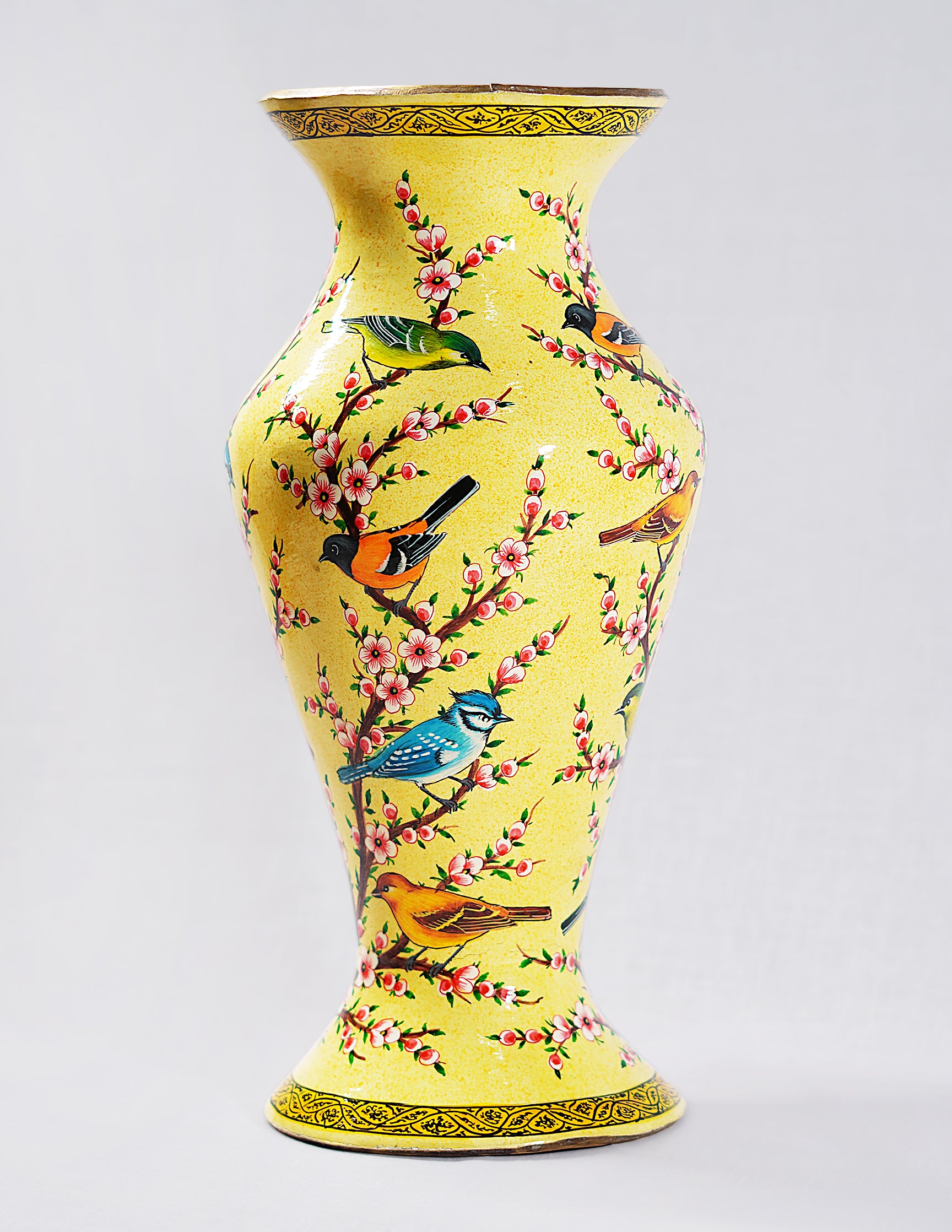 Handmade Kashmir Papier-Mâché Flower Vase — Hand-Painted Design | Ø 11.5 cm × 29 cm (H)