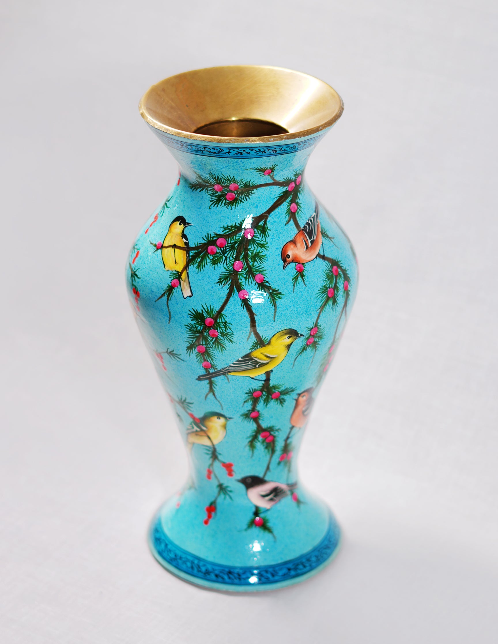 Handmade Kashmir Papier-Mâché Flower Vase — Hand-Painted Design | Ø 11.5 cm × 29 cm (H)