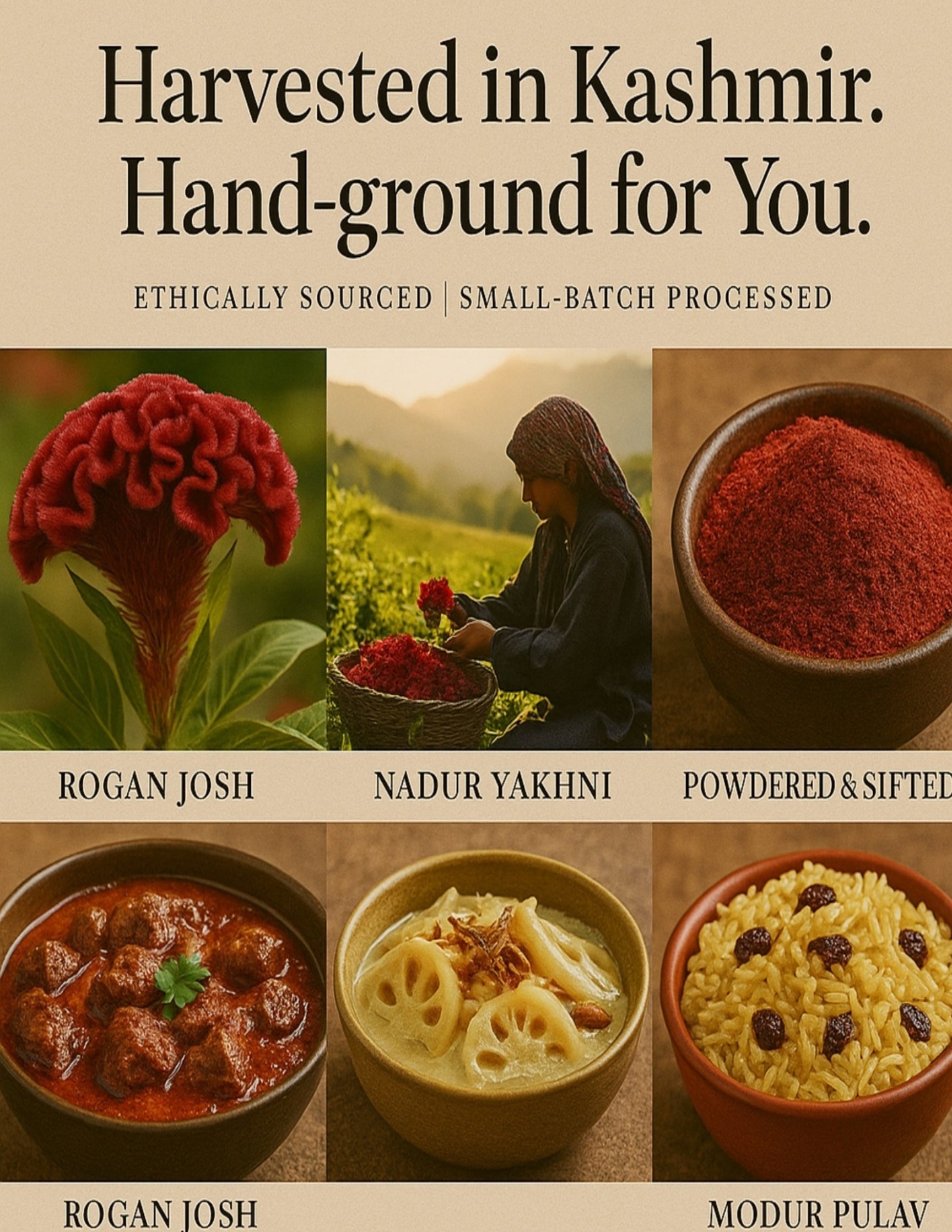 Koshur - Kashmiri Mawal Powder | Cockscomb Flower Powder | Spices and Herbs | Natural Food Color | Natural Flavor (90 g)