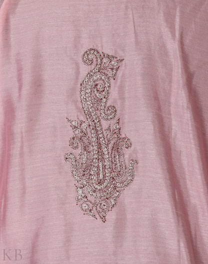 Pink Tilla Embroidered Silk Suit - KashmirBox.com