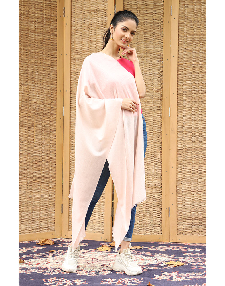 Baby Pink Solid Cashmere Stole - KashmirBox.com