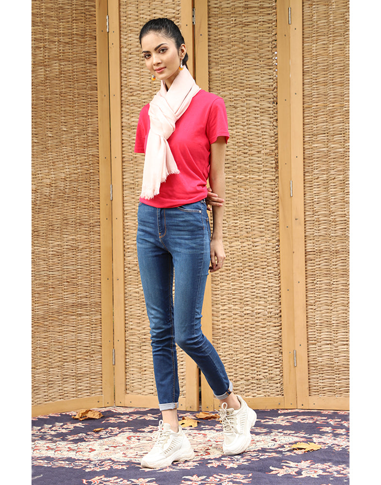 Baby Pink Solid Cashmere Stole - KashmirBox.com