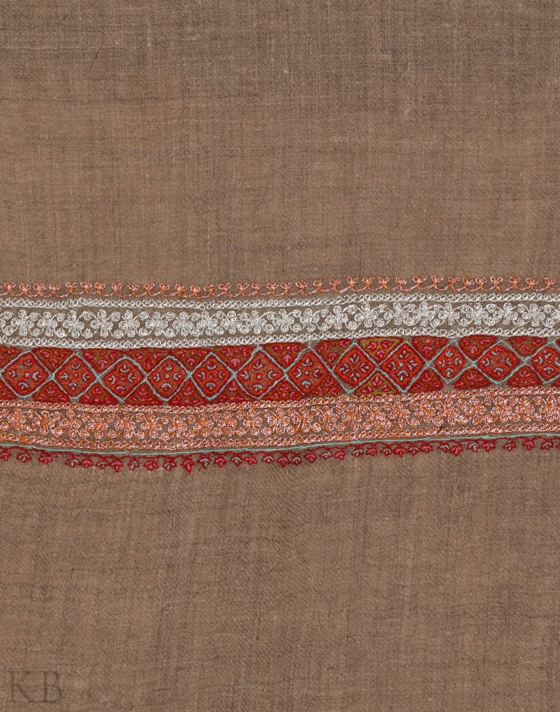 Natural Pashm Embroidered Cashmere Shawl - Kashmir Box
